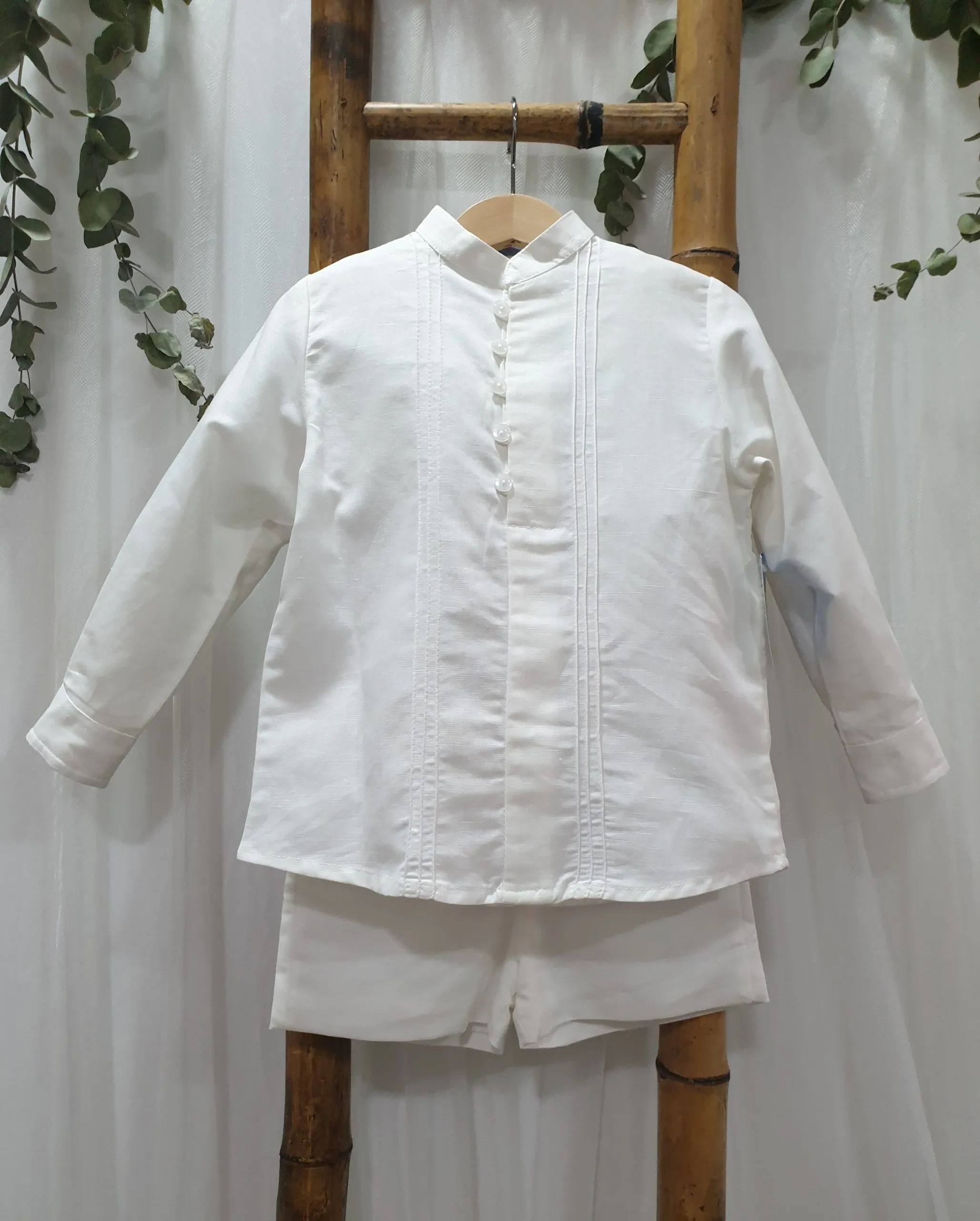 A Camisa niño ceremonia cruda jaretas R130461