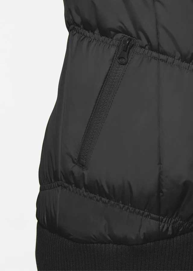 Abrigo acolchado con cinturilla cómoda ancha y capucha Negro