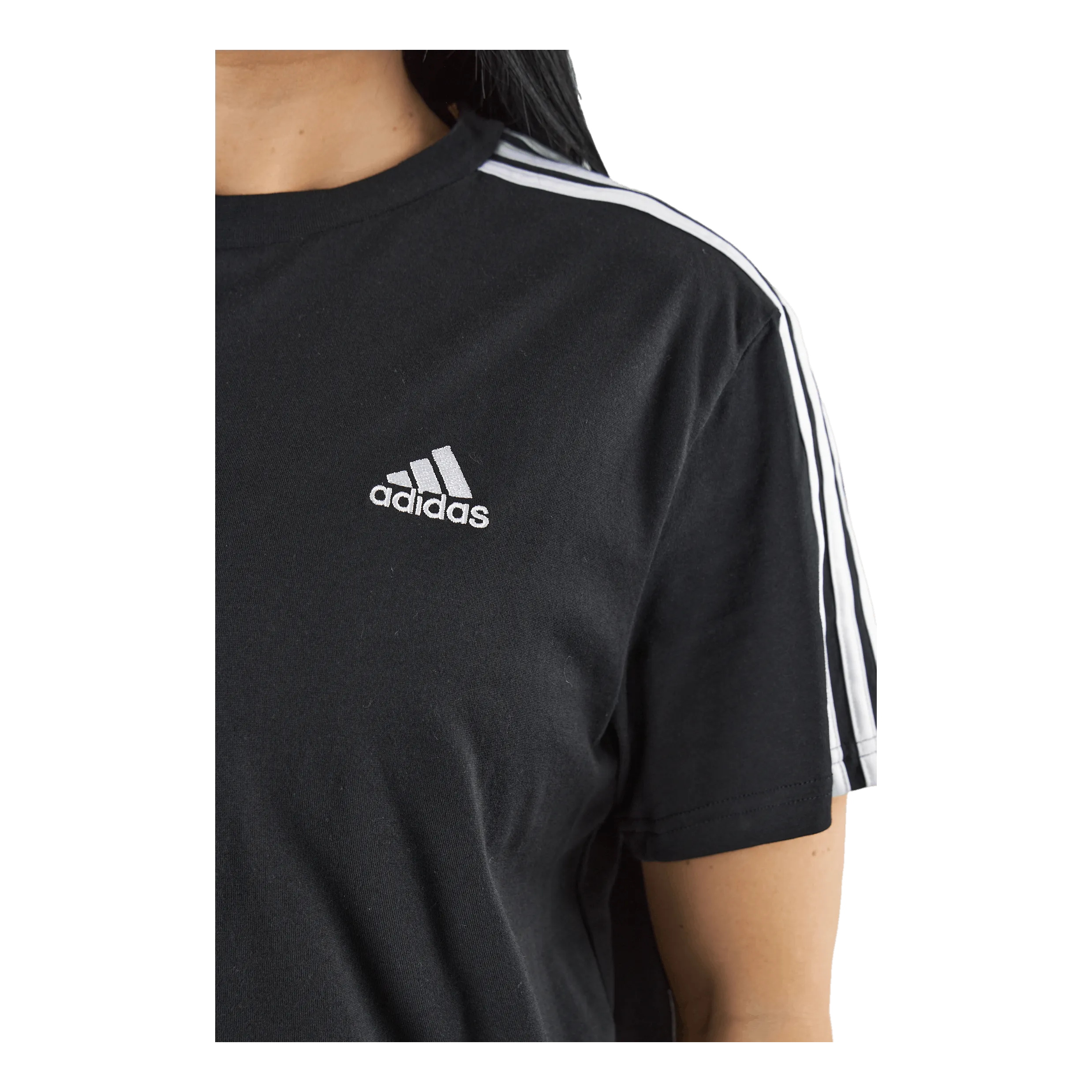 ADIDAS ESSENTIALS 3STRIPES SINGLE JERSEY CROP TOP BLACK