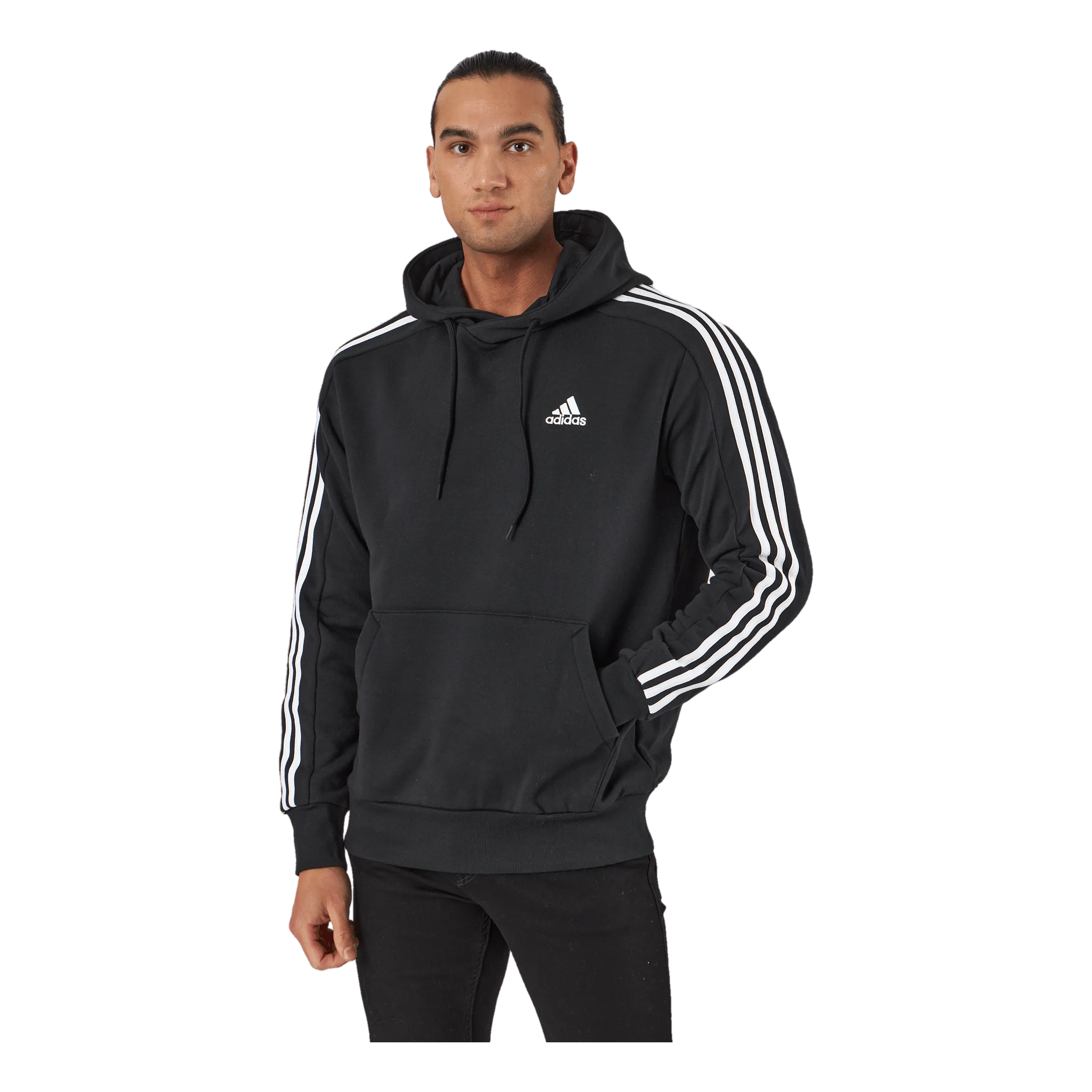 ADIDAS ESSENTIALS FRENCH TERRY 3STRIPES HOODIE BLACK