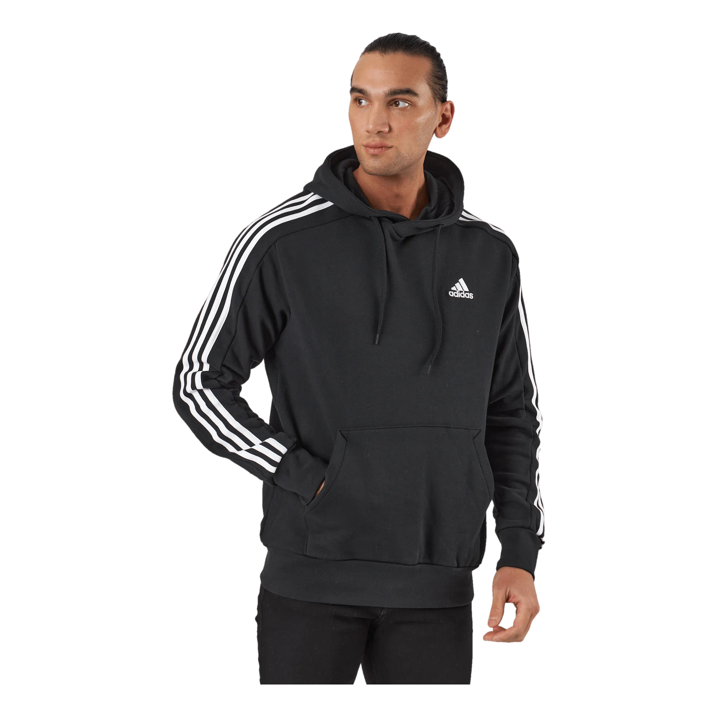 ADIDAS ESSENTIALS FRENCH TERRY 3STRIPES HOODIE BLACK