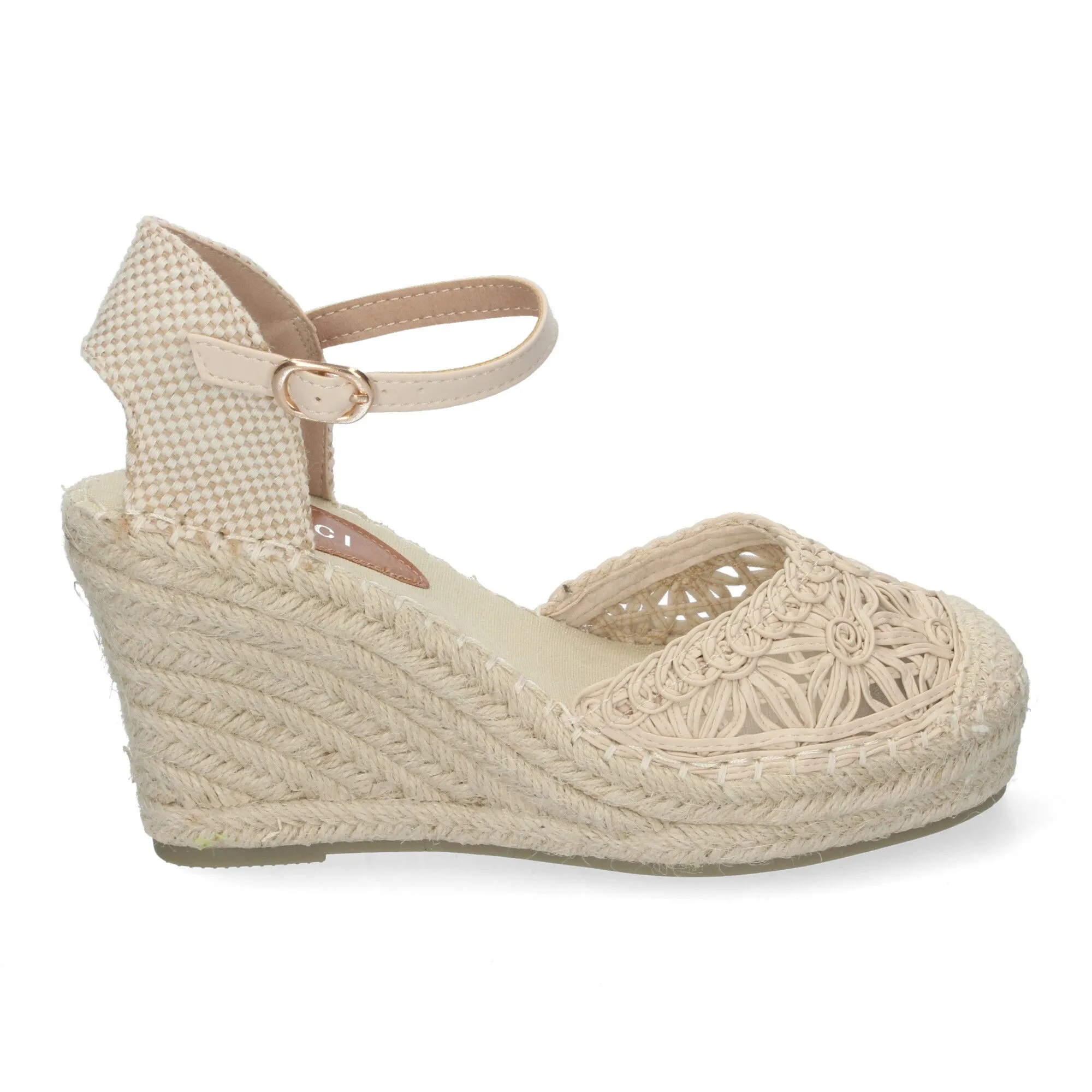 ALPARGATAS DE CUñA CóMODA EN YUTE MUJER ESTILO VALENCIANA BEIGE VRA851