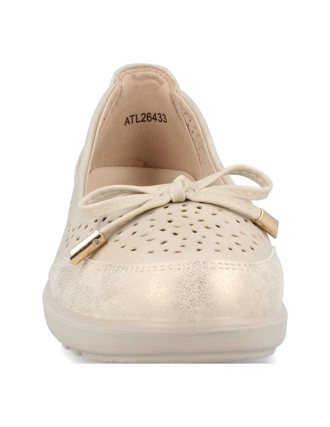 AMARPIES  BAILARINA CUñA PICADO LAZO BEIGE