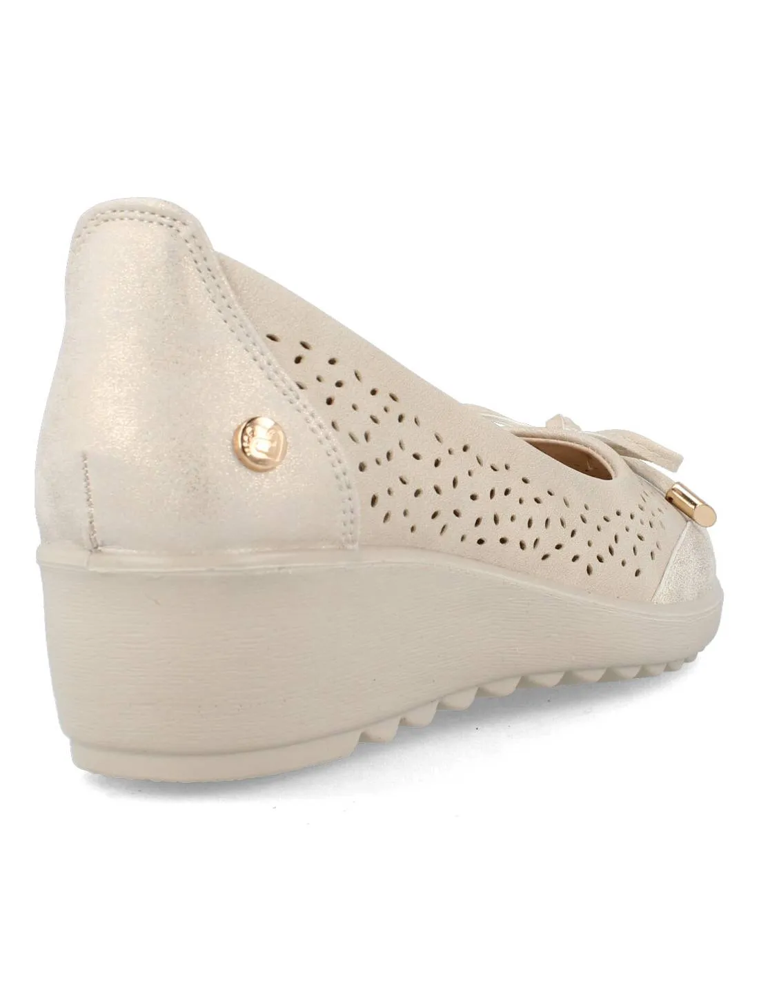 AMARPIES  BAILARINA CUñA PICADO LAZO BEIGE