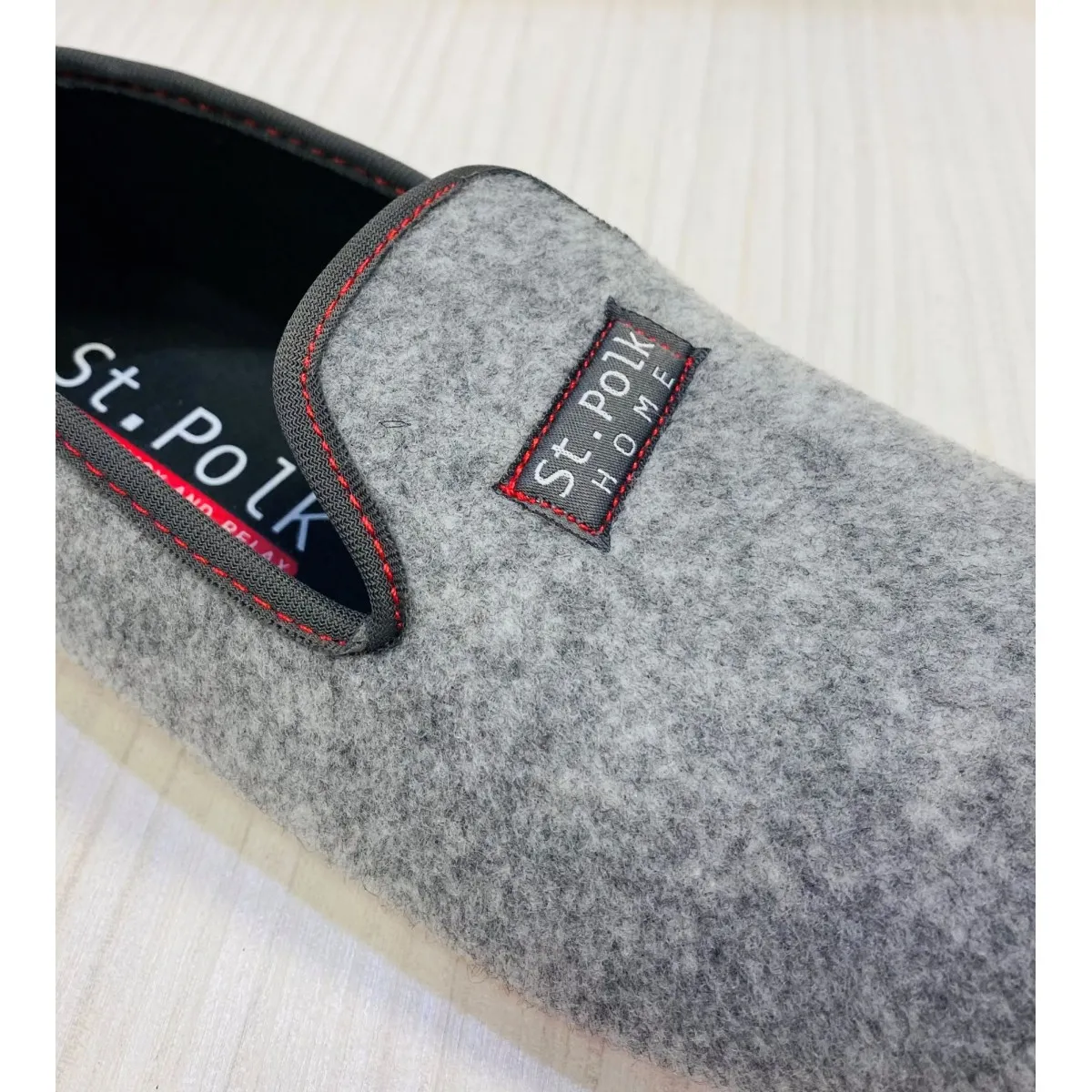 Biorelax St.Polk zapatilla de casa fieltro cerrada plantilla extraíble gris negra Bio17695