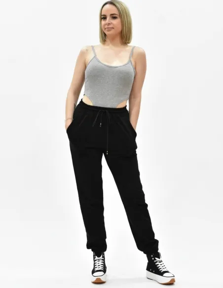 Body canalé tirantes gris