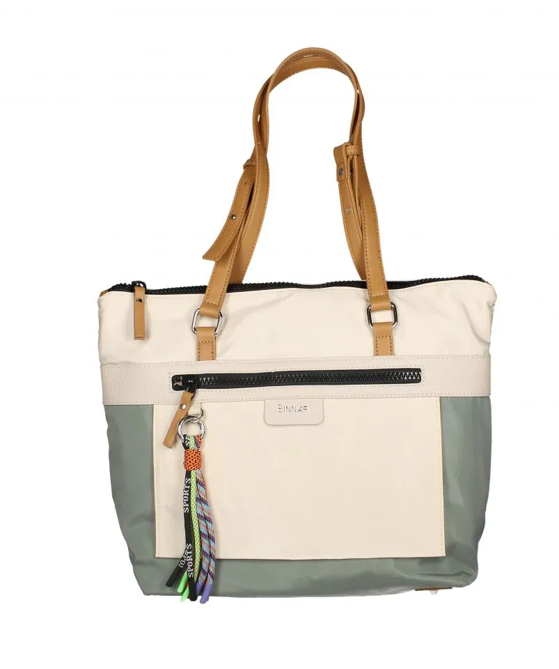Bolso Nylon Verde Piezas Beig Asa Natural