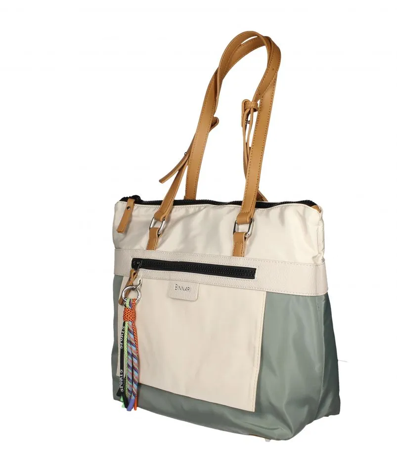 Bolso Nylon Verde Piezas Beig Asa Natural