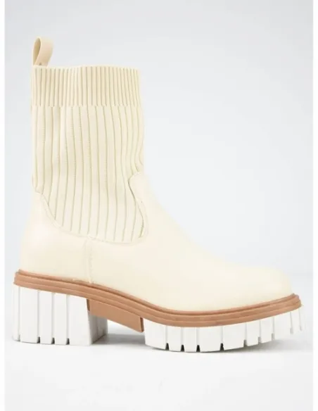 Bota beige calcetin