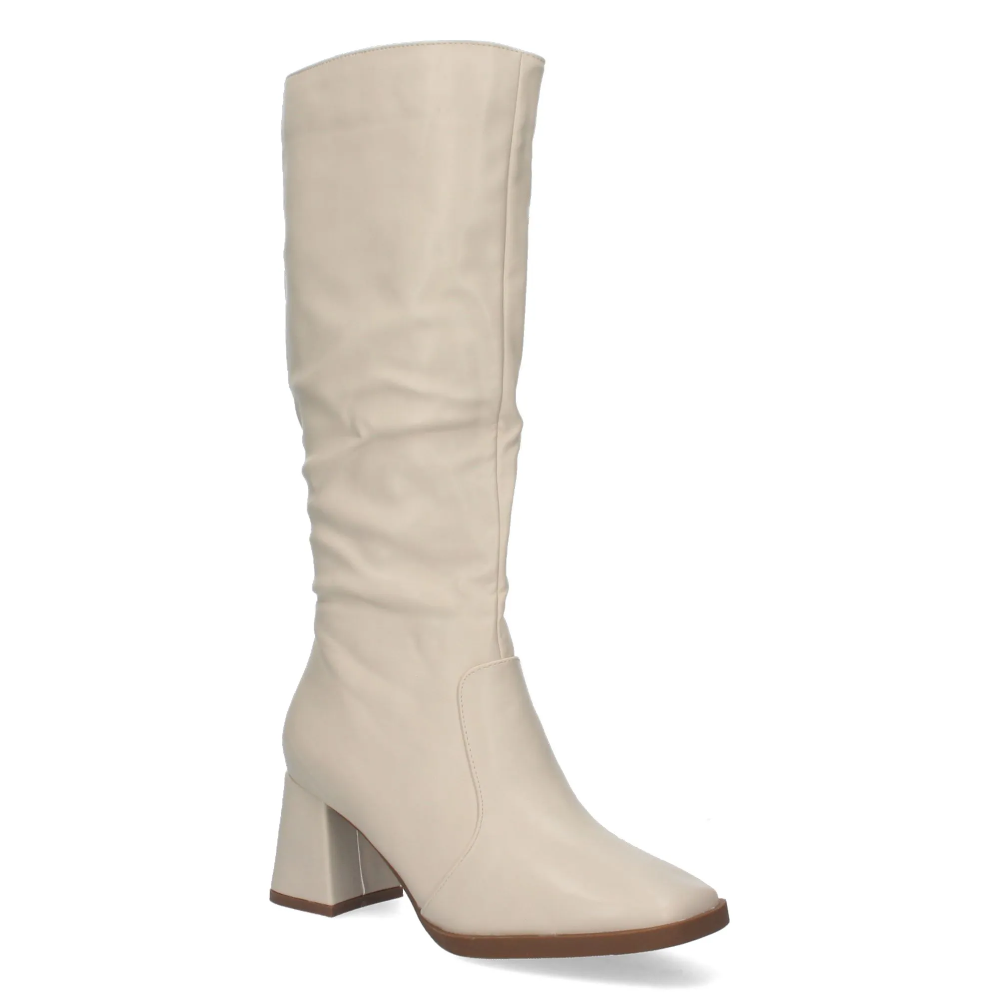 Botas altas de tacón medio efecto piel mujer color beige YG717