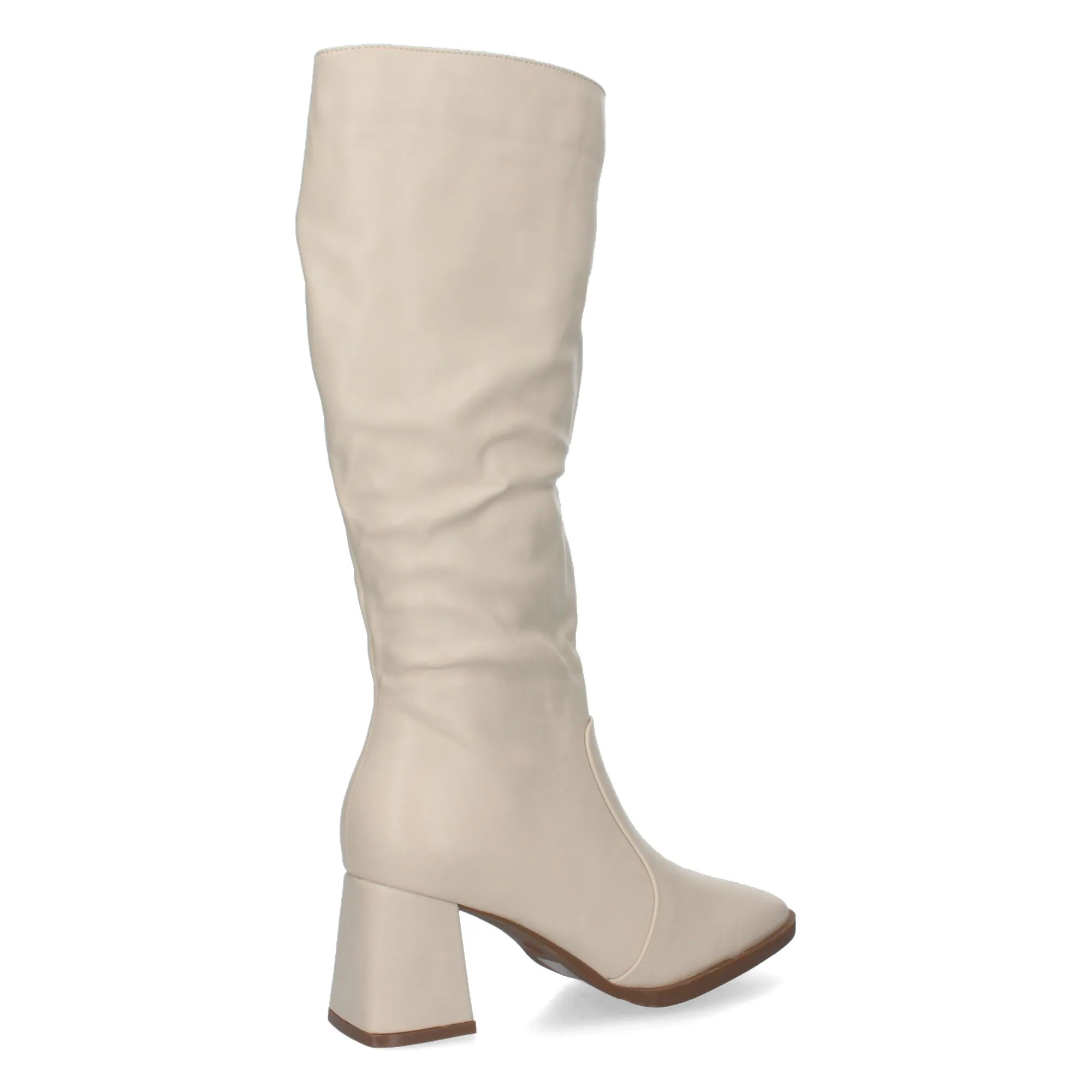 Botas altas de tacón medio efecto piel mujer color beige YG717
