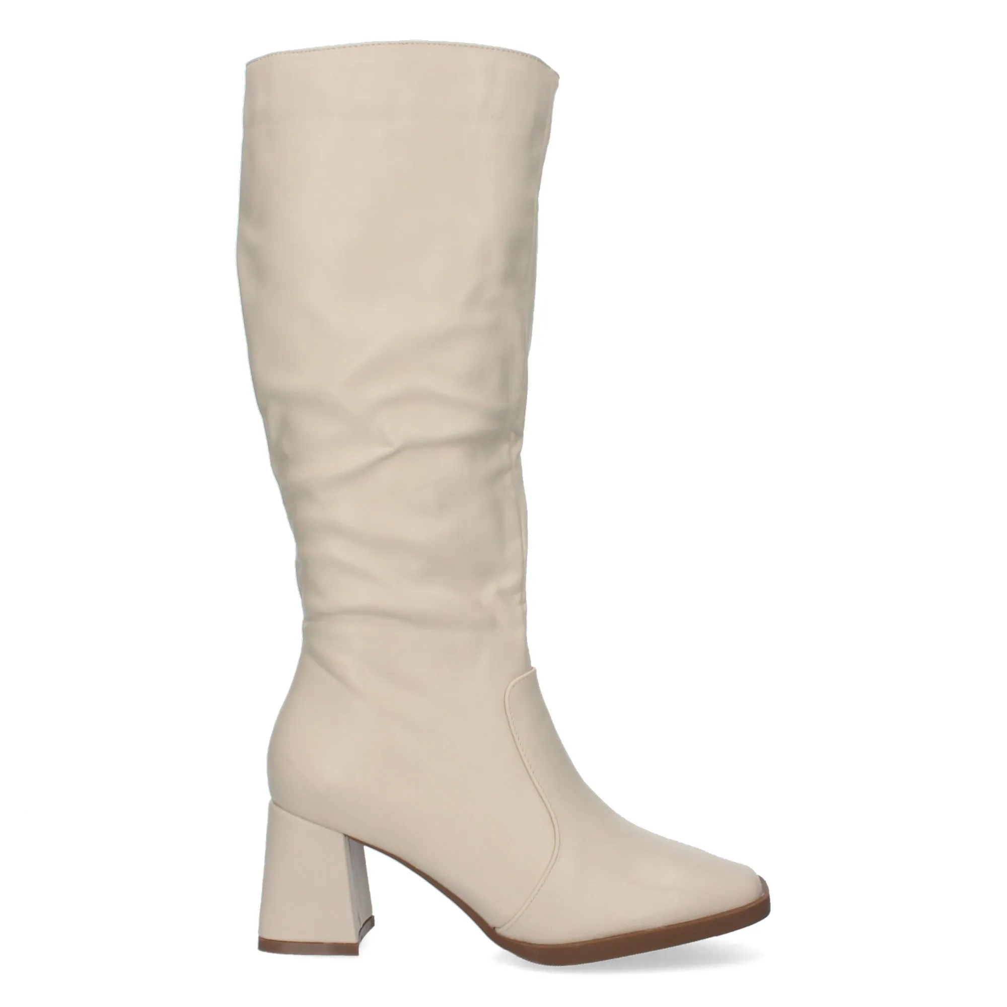 Botas altas de tacón medio efecto piel mujer color beige YG717