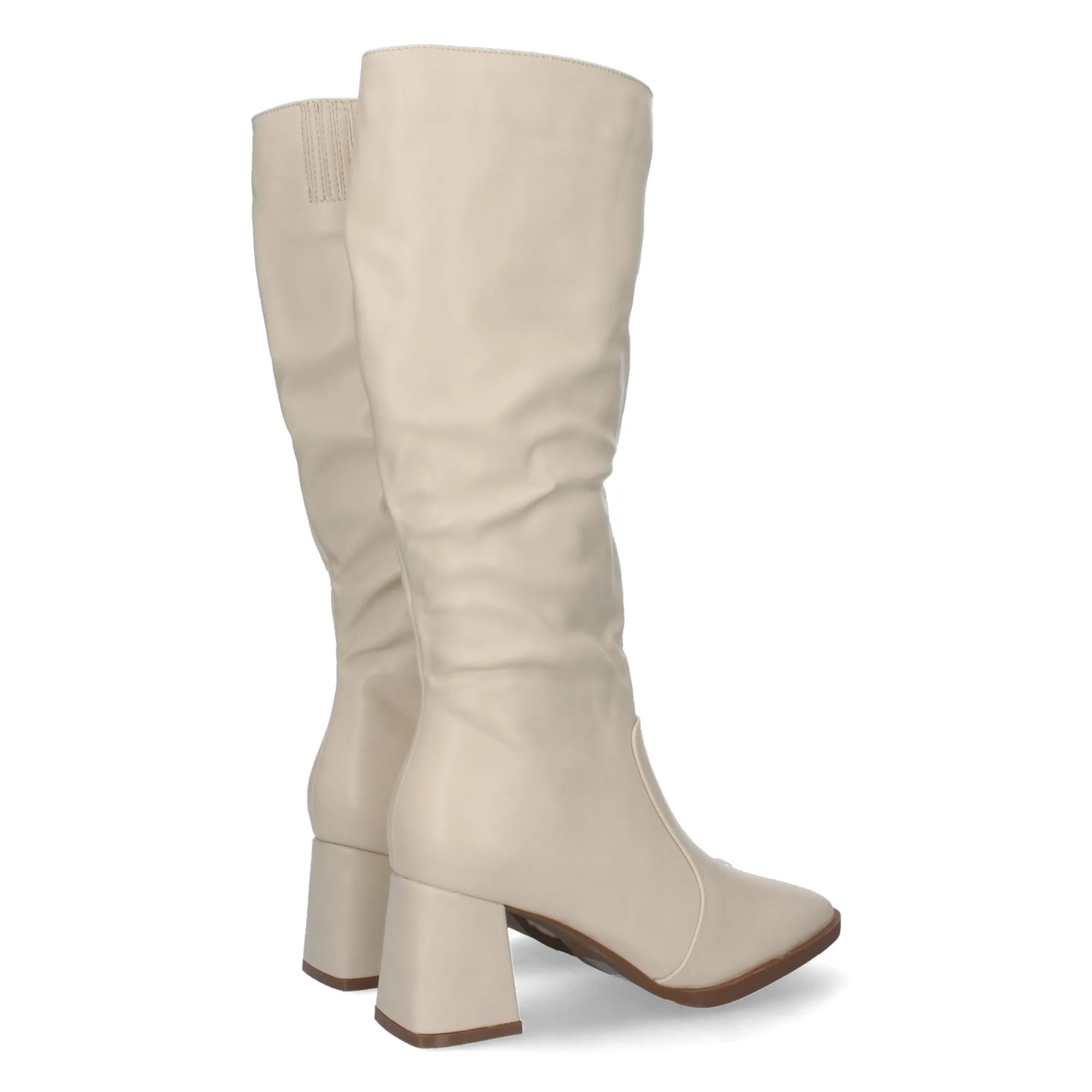 Botas altas de tacón medio efecto piel mujer color beige YG717