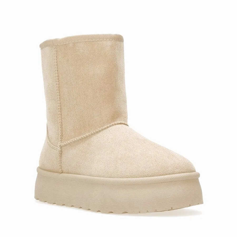 Botas australianas con plataforma y pelo caña alta mujer color beige