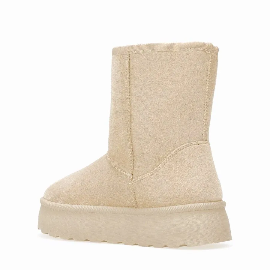 Botas australianas con plataforma y pelo caña alta mujer color beige