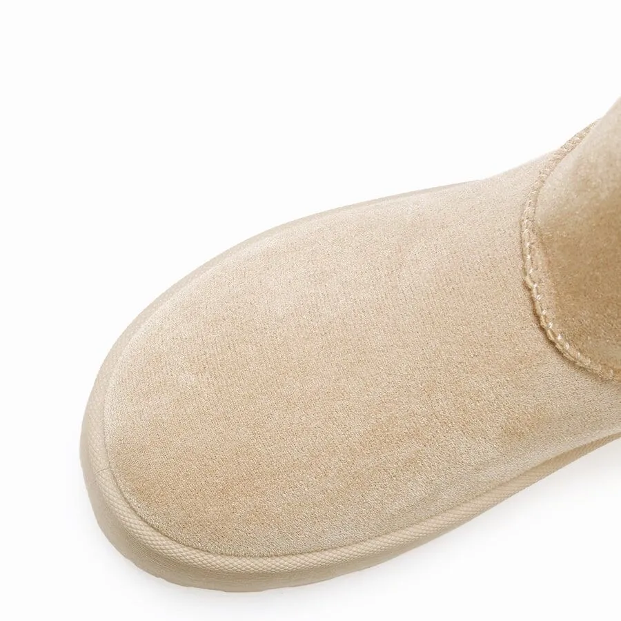 Botas australianas con plataforma y pelo caña alta mujer color beige