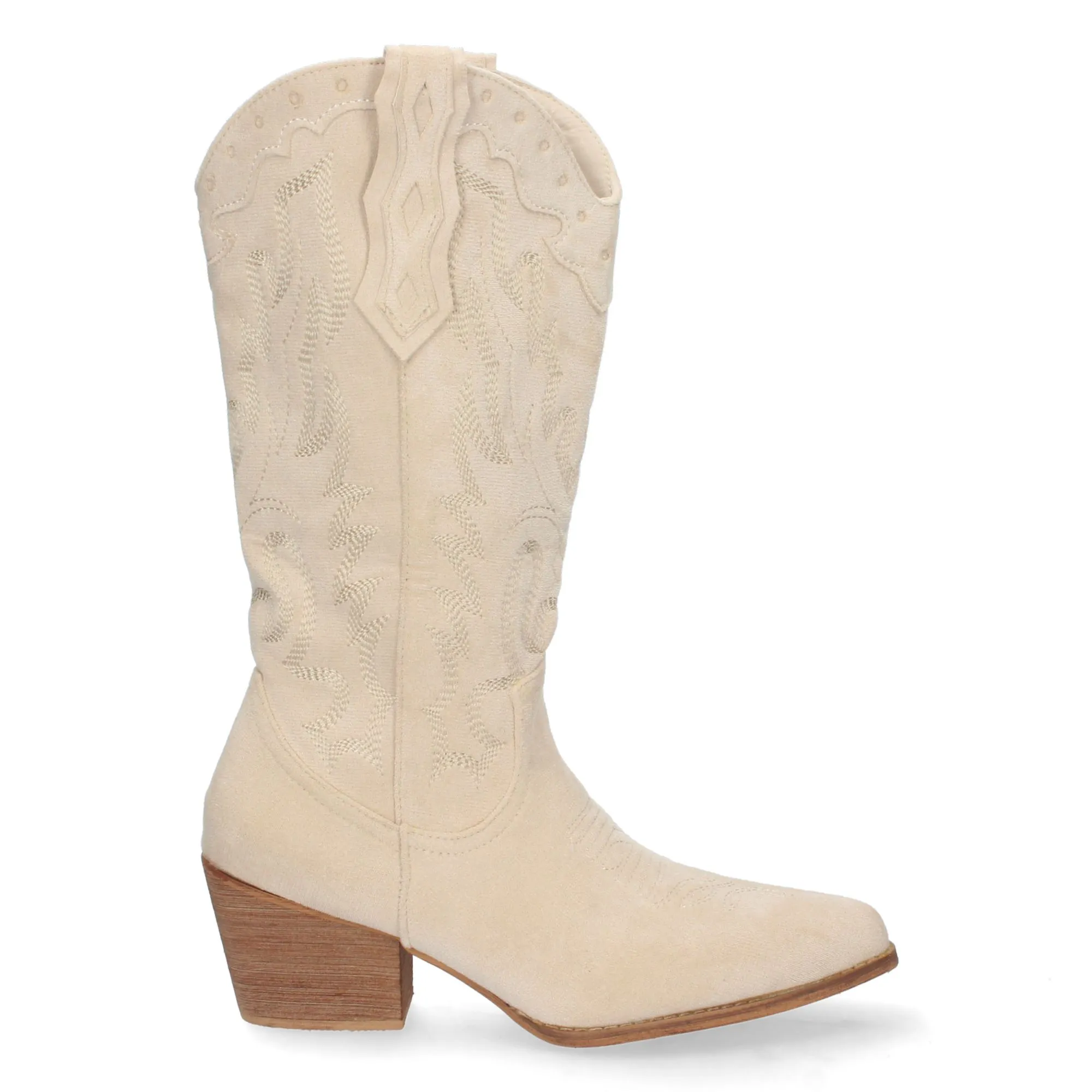 Botas cowboy camperas blancas bordado en caña mujer
