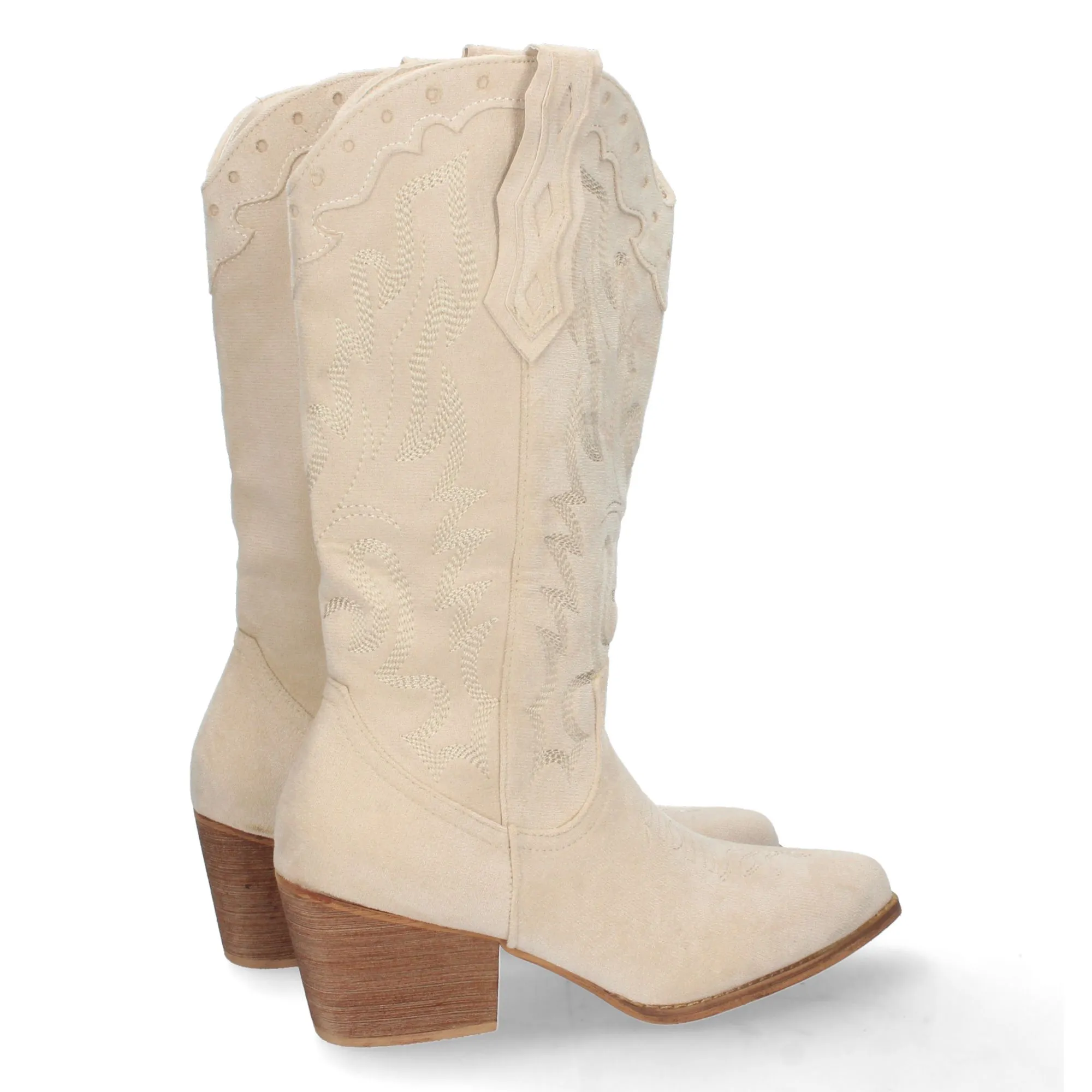 Botas cowboy camperas blancas bordado en caña mujer