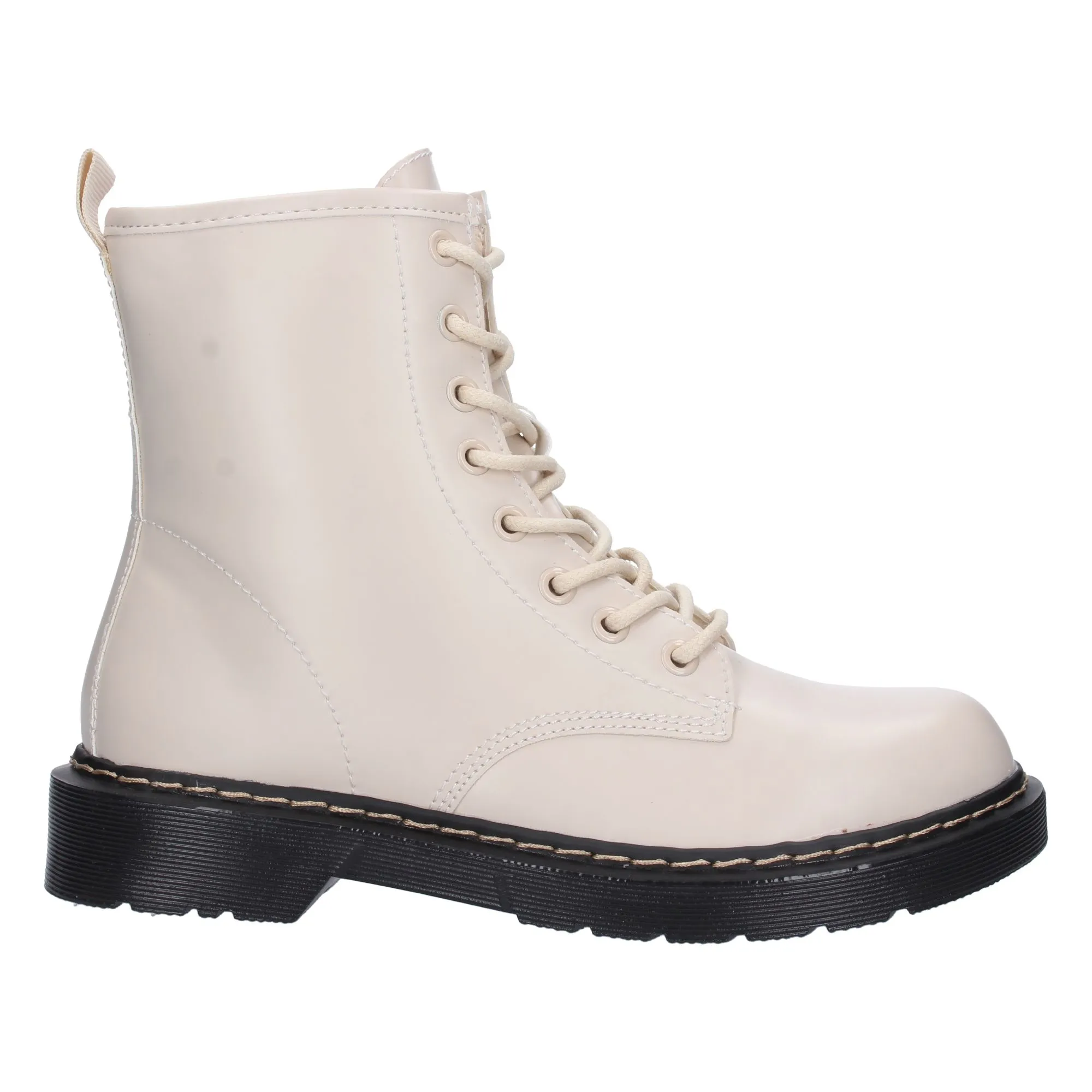 Botas estilo militar suela negra mujer color beige GX258