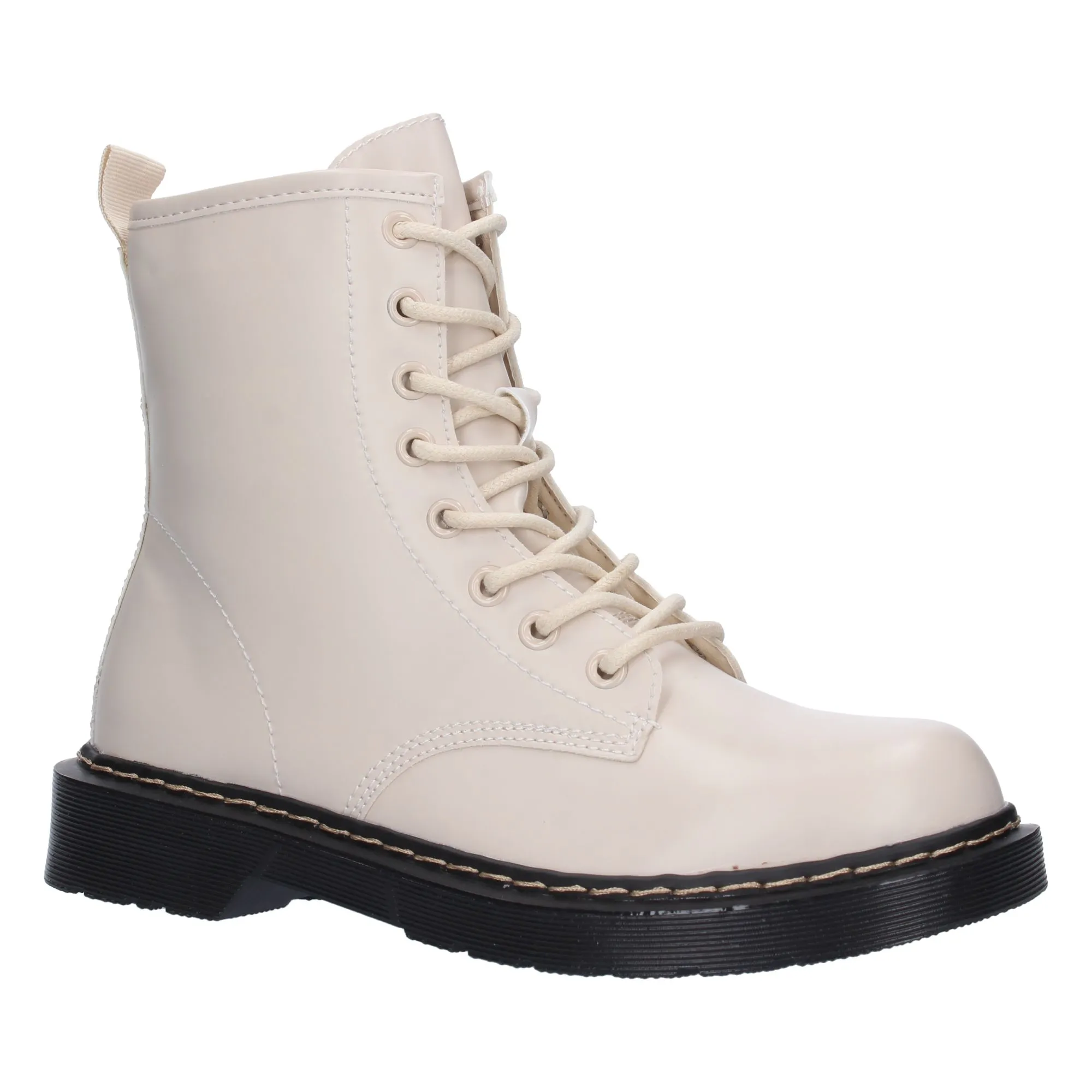 Botas estilo militar suela negra mujer color beige GX258