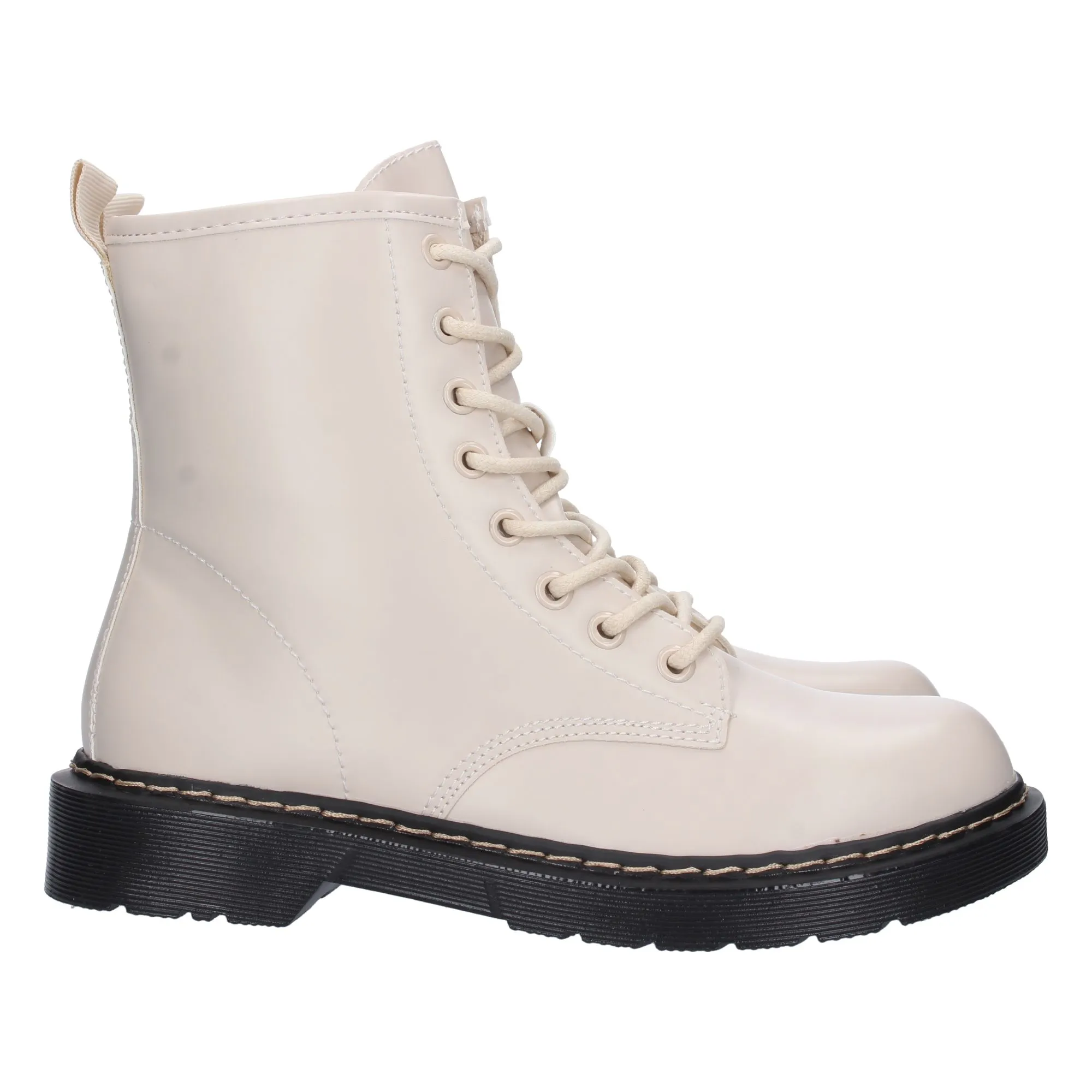 Botas estilo militar suela negra mujer color beige GX258