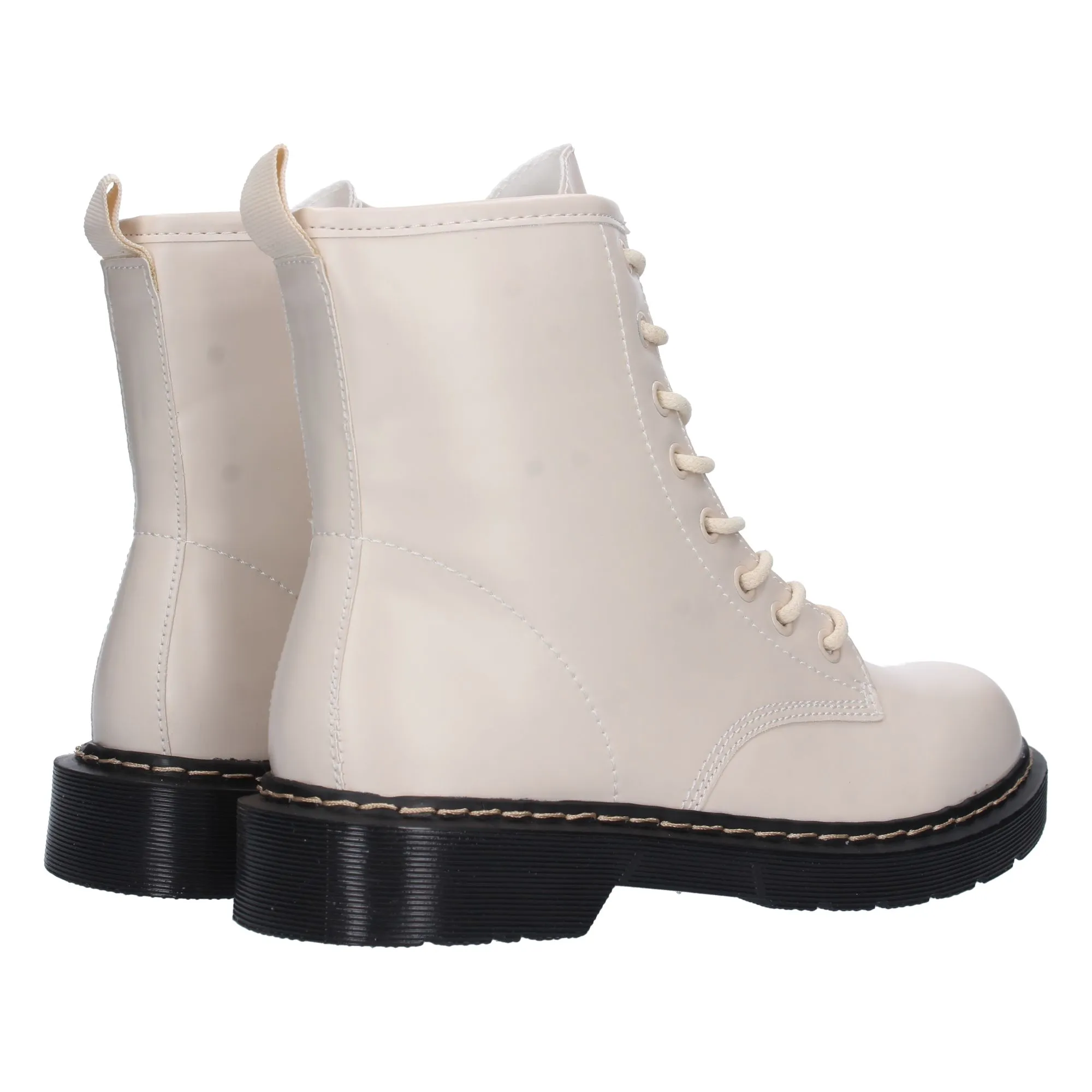 Botas estilo militar suela negra mujer color beige GX258