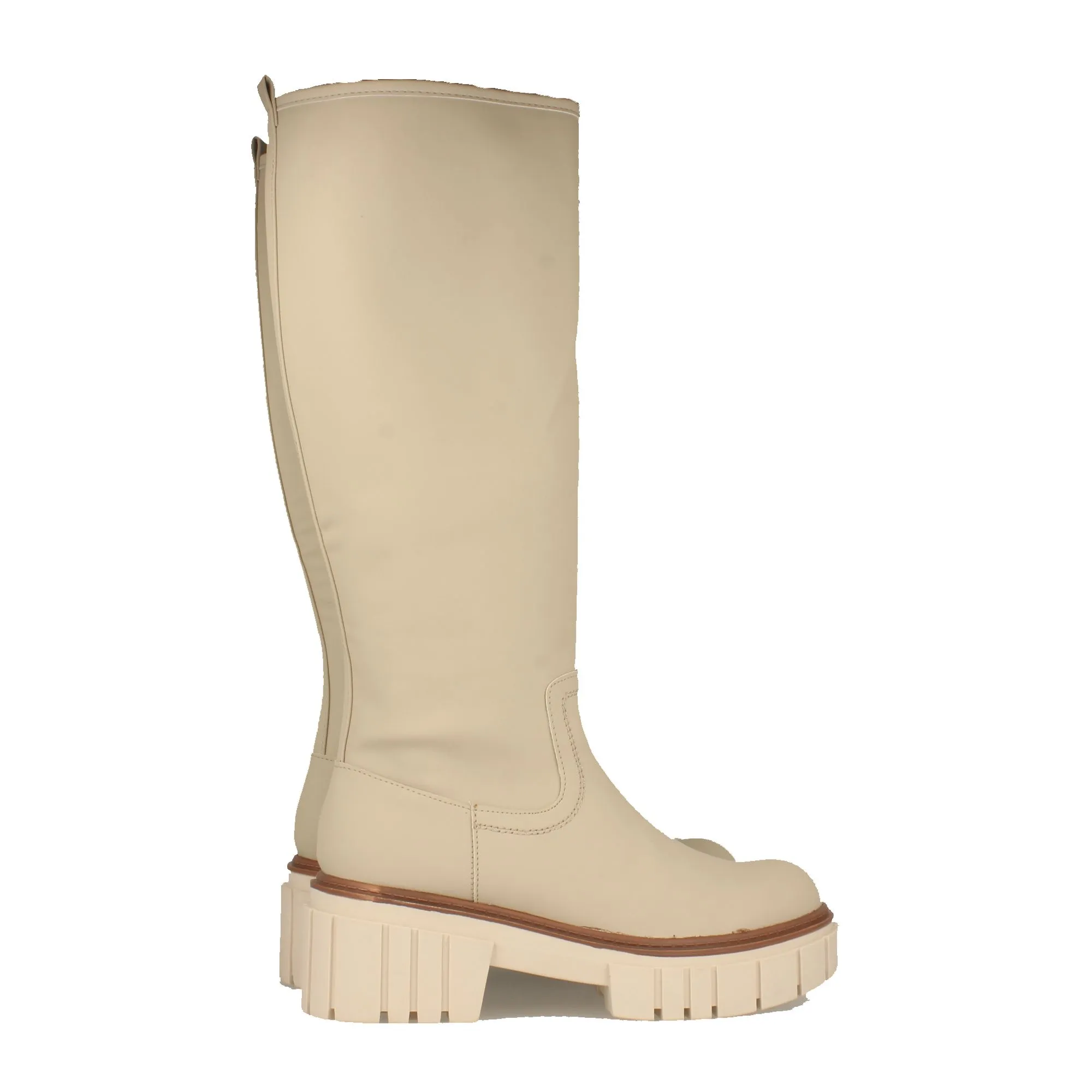 Botas mujer suela track textura lisa beige y marrón