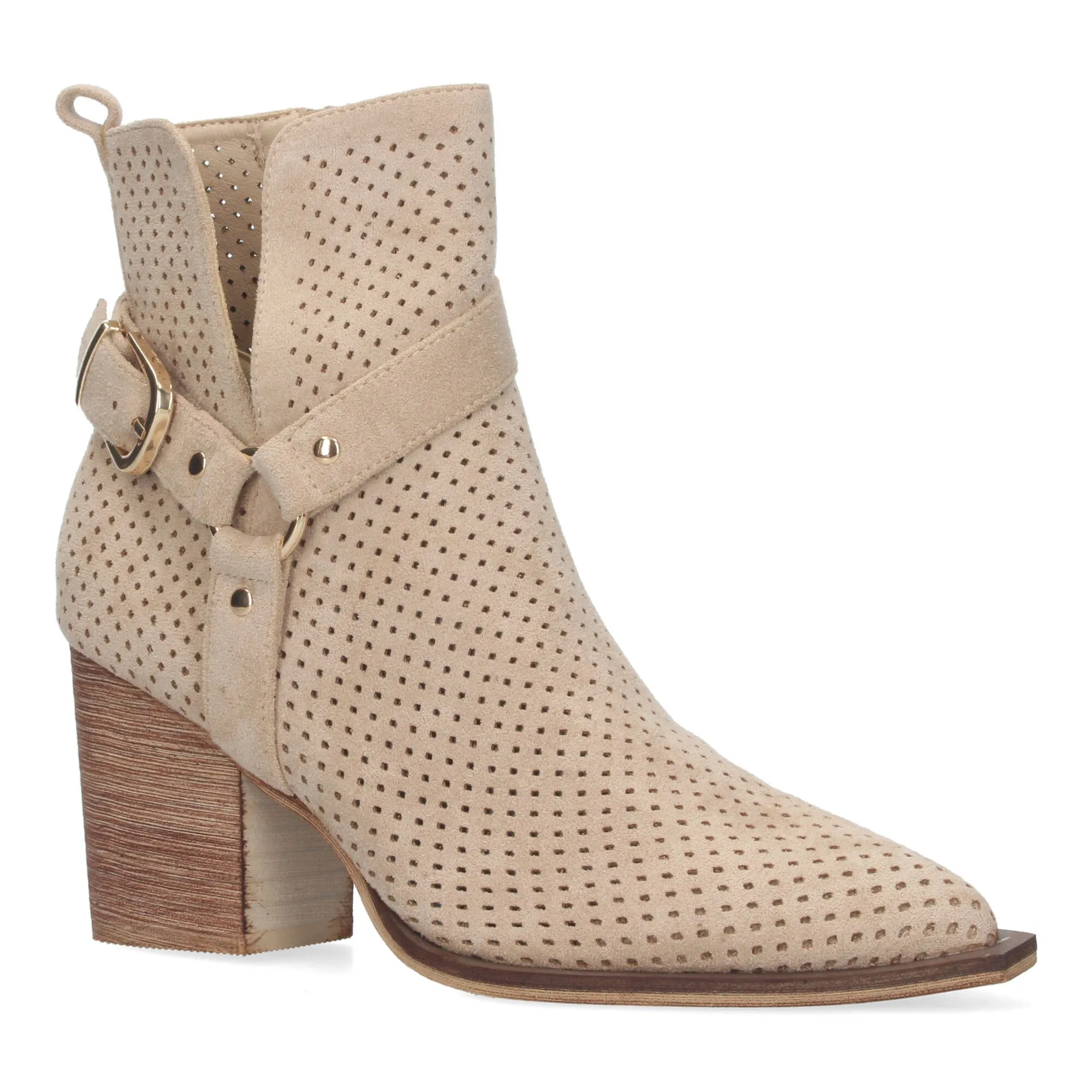 BOTINES CALADOS TACóN CAMPERO PUNTA FINA CóMODO BEIGE A3017