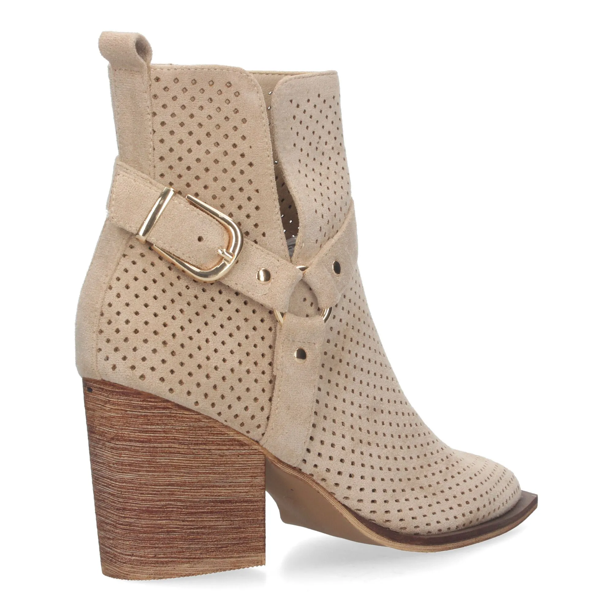 BOTINES CALADOS TACóN CAMPERO PUNTA FINA CóMODO BEIGE A3017