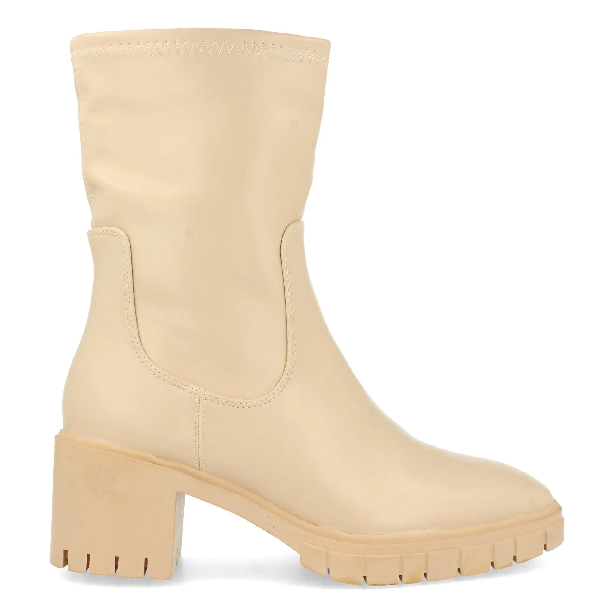 Botines tacón cómodo suela track mujer color beige