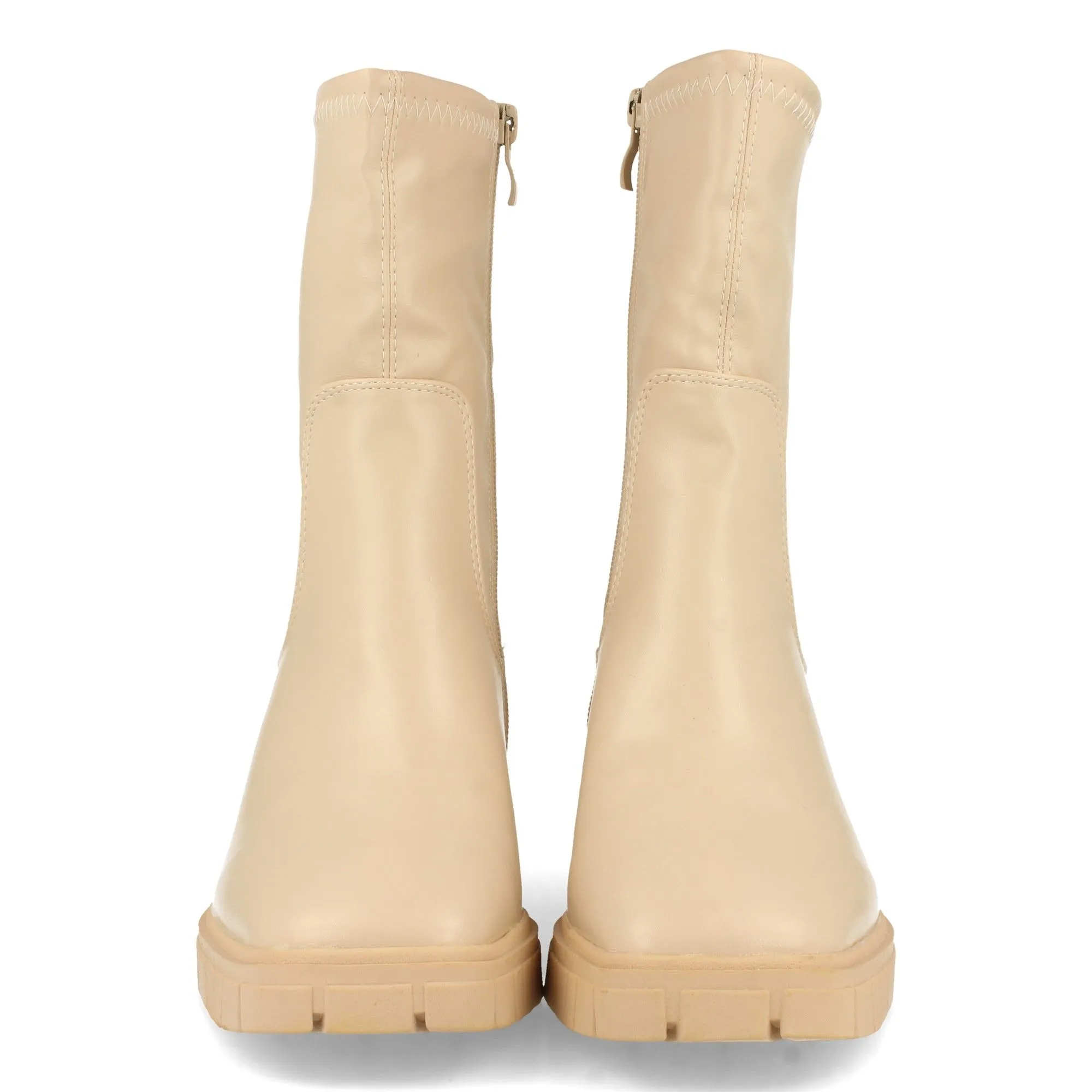 Botines tacón cómodo suela track mujer color beige