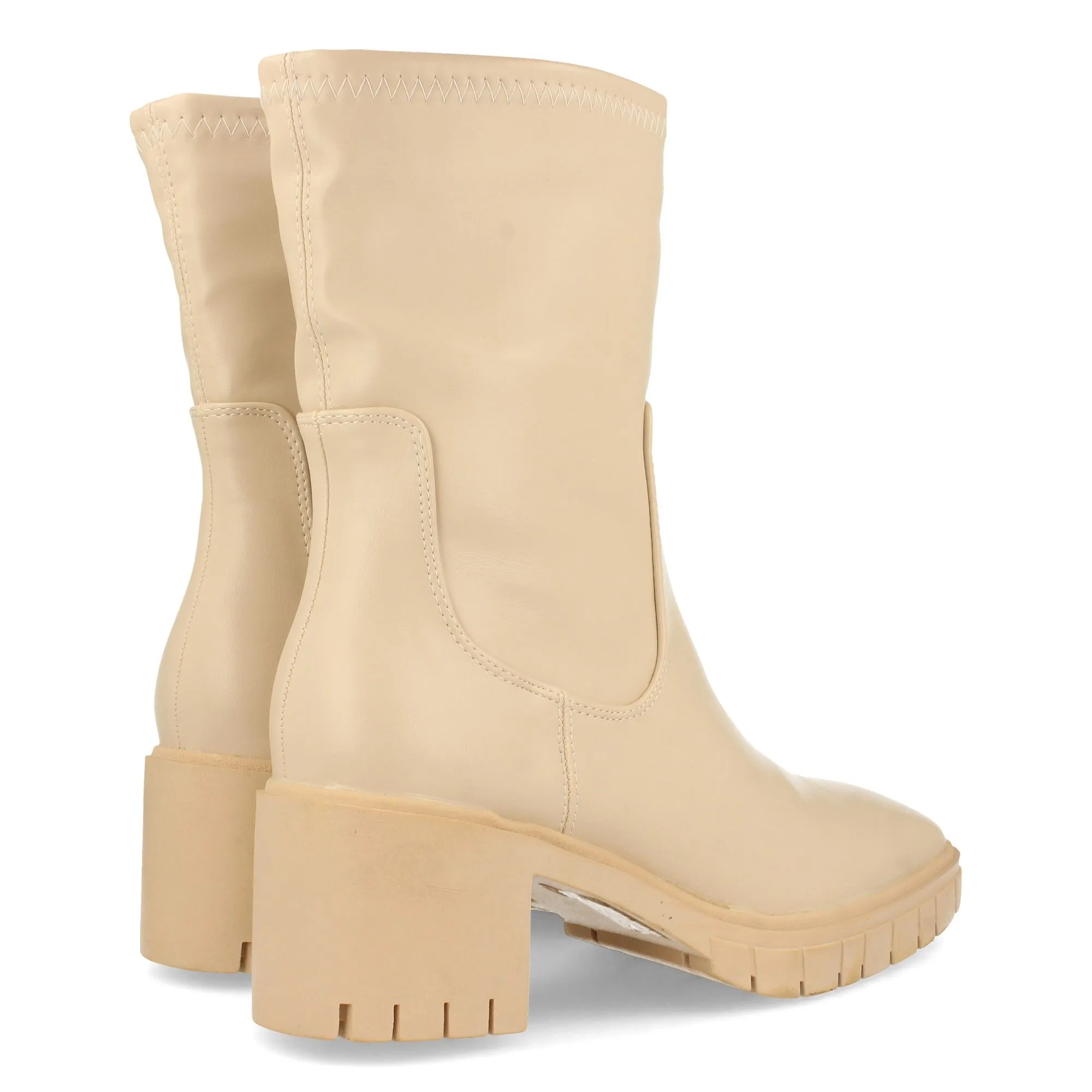 Botines tacón cómodo suela track mujer color beige