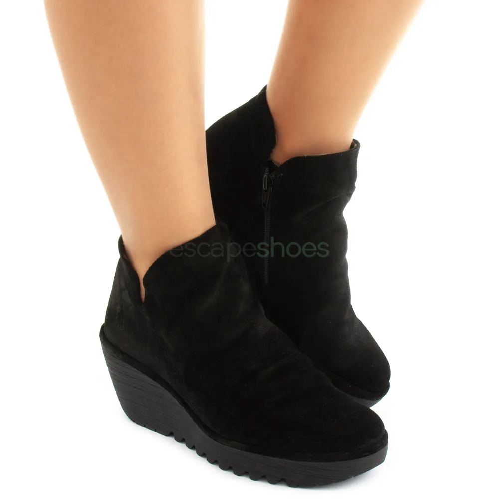 Botins FLY LONDON Yellow Yip Oil Suede Black P500505000