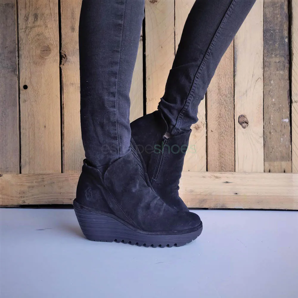 Botins FLY LONDON Yellow Yip Oil Suede Black P500505000