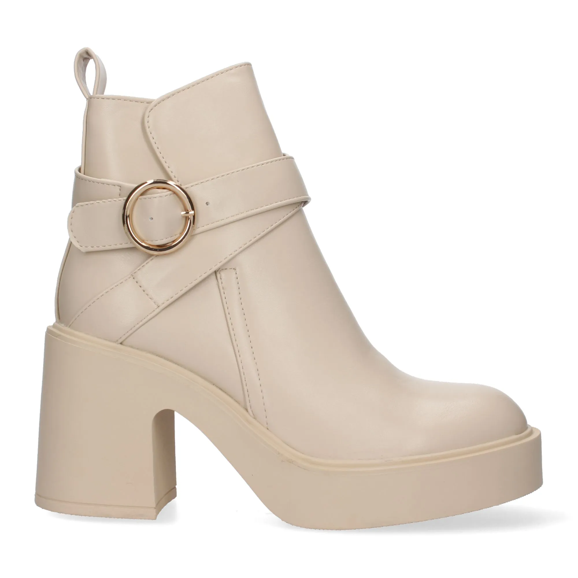 Botín elegante tacón cómodo mujer color beige