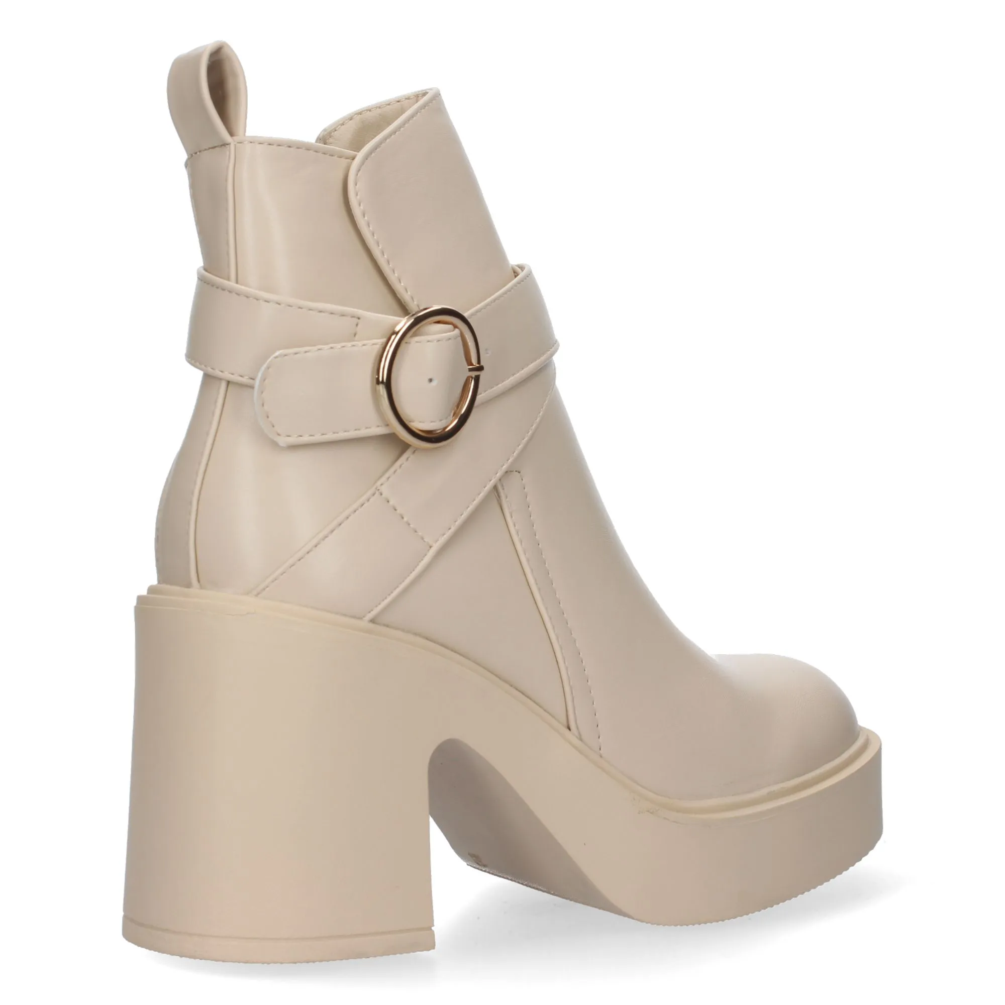 Botín elegante tacón cómodo mujer color beige