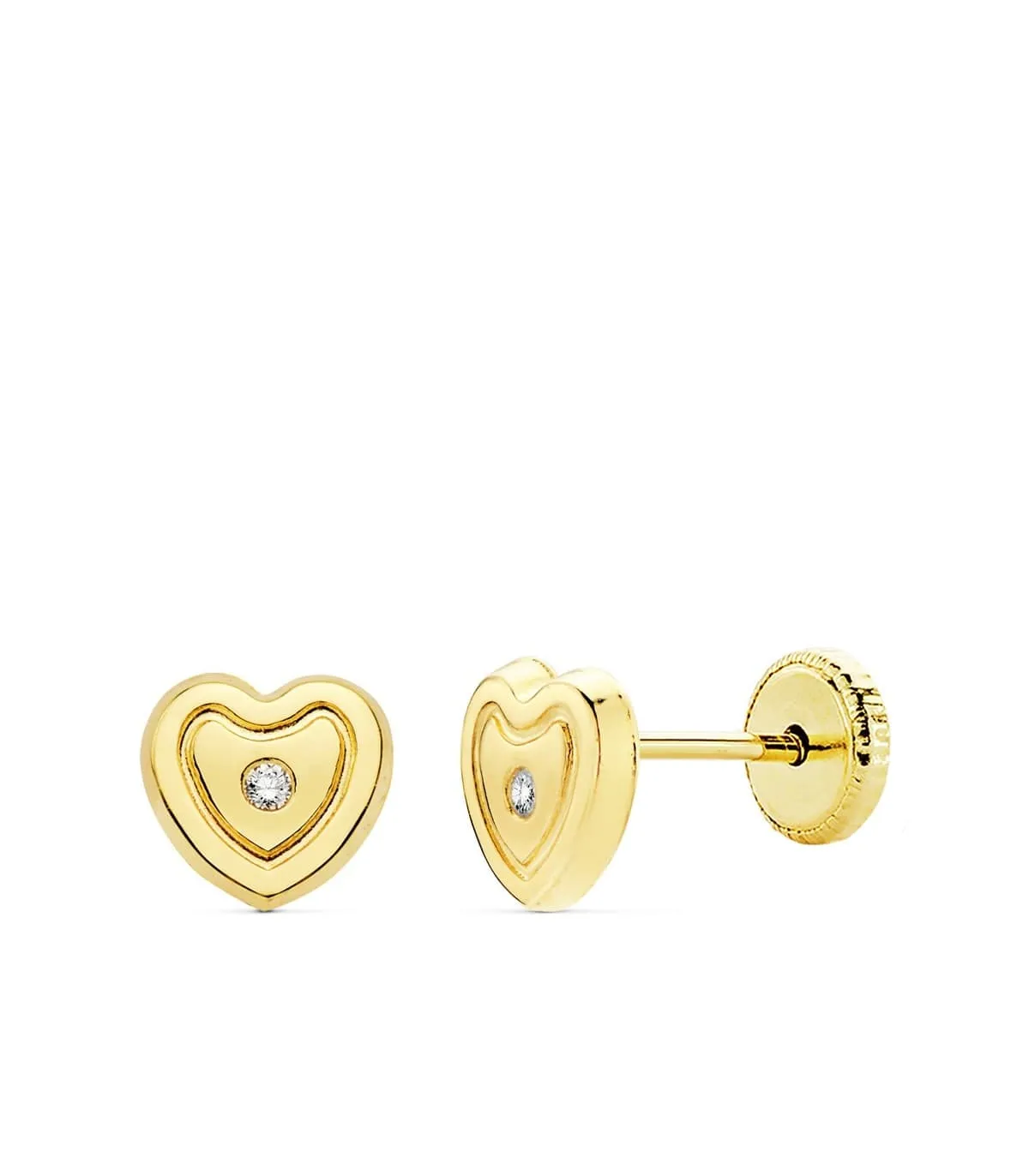 Boucles d'oreilles fille Siri Coeur Or Jaune 18K 6 MM