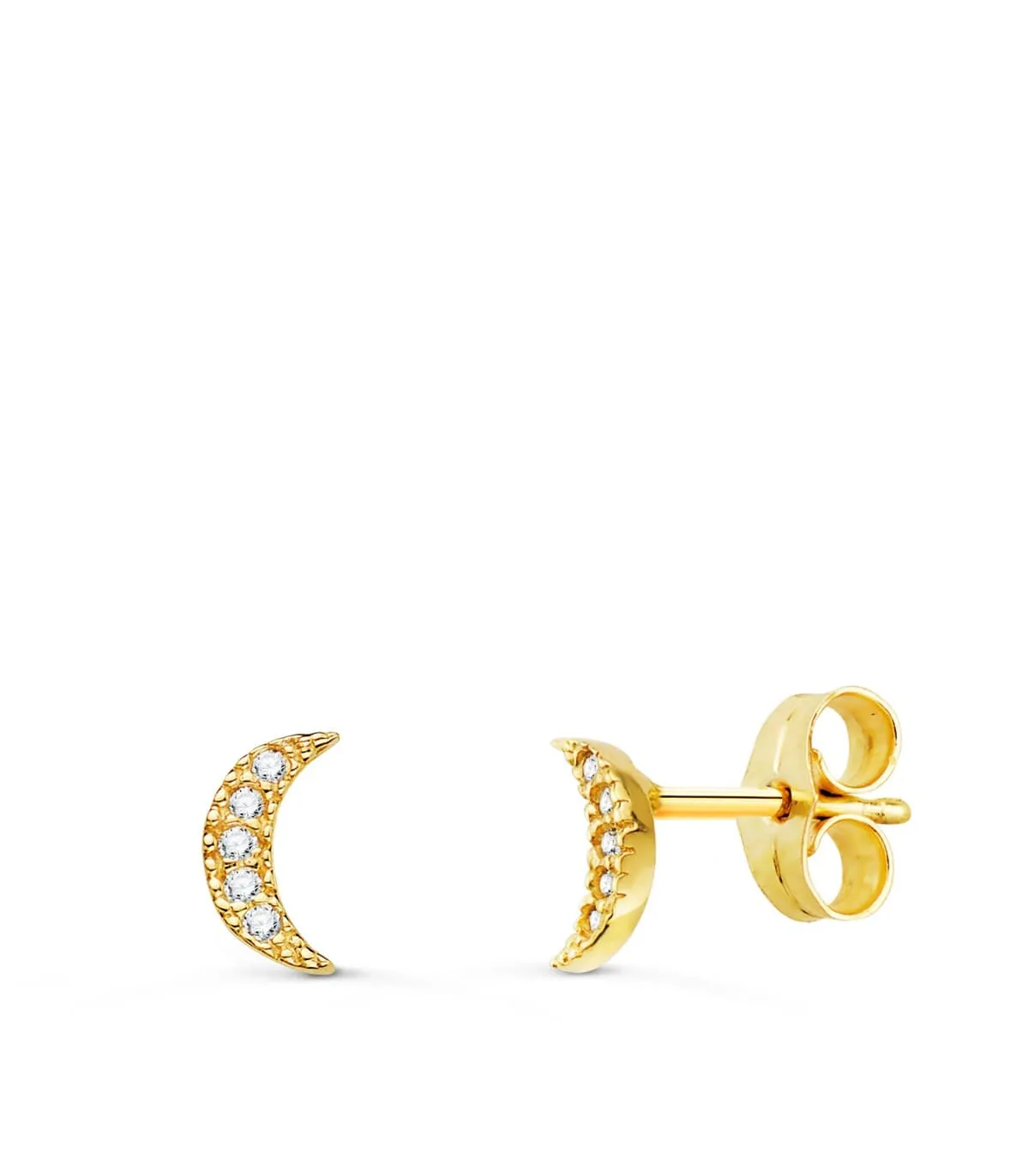 Boucles d'oreilles Moon Diamants 0.050 Carats Or Jaune 18K