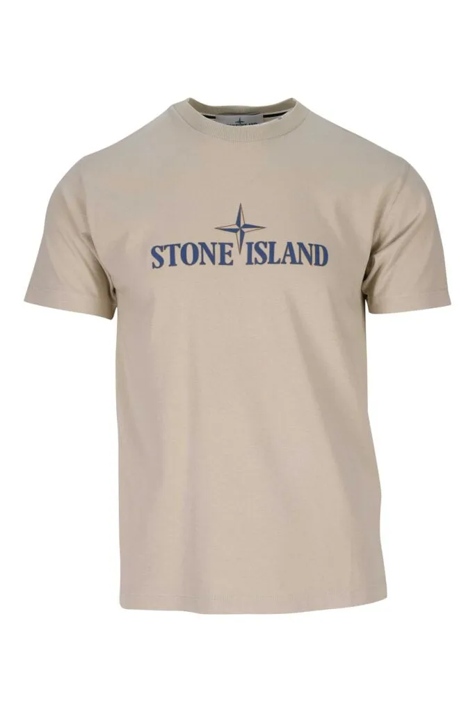 Camiseta beige con maxilogo con logo de la marca