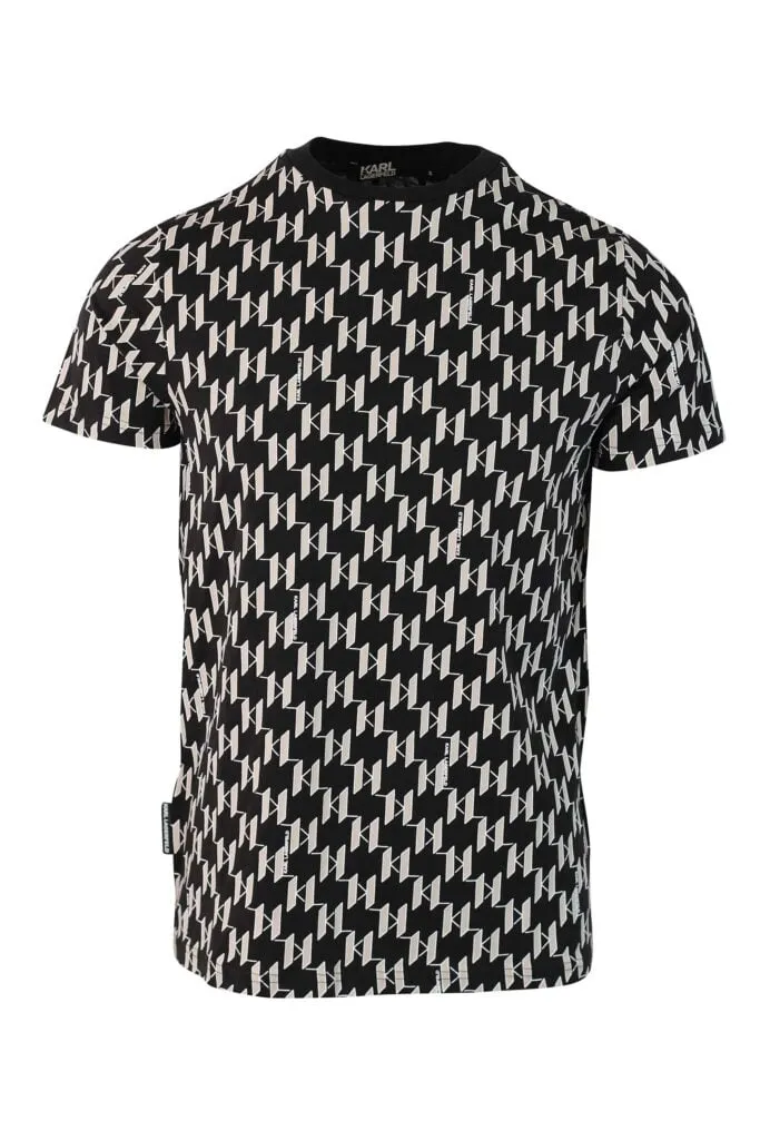 Camiseta con monograma negro y beige