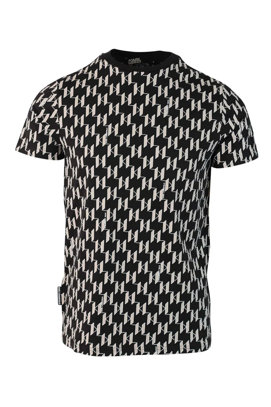 Camiseta con monograma negro y beige