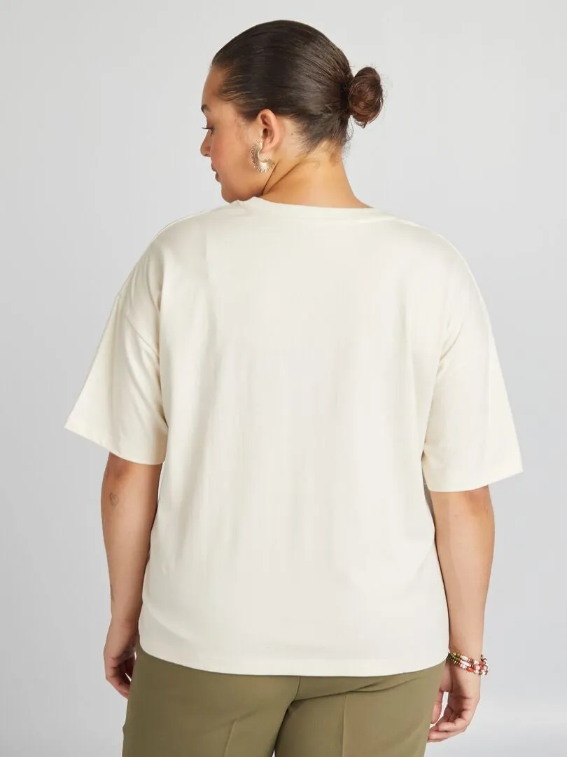 CAMISETA DE ALGODóN DE MANGA CORTA  BLANCO