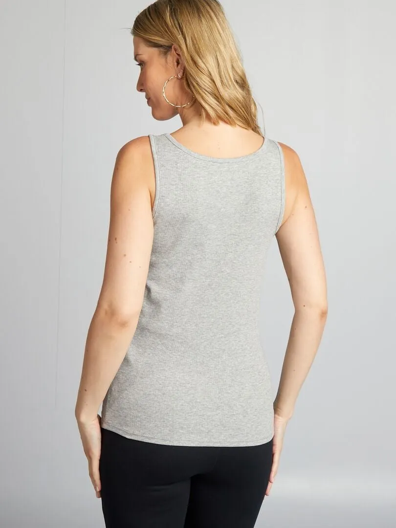 CAMISETA DE CANALé DE LACTANCIA DE TIRANTES  GRIS
