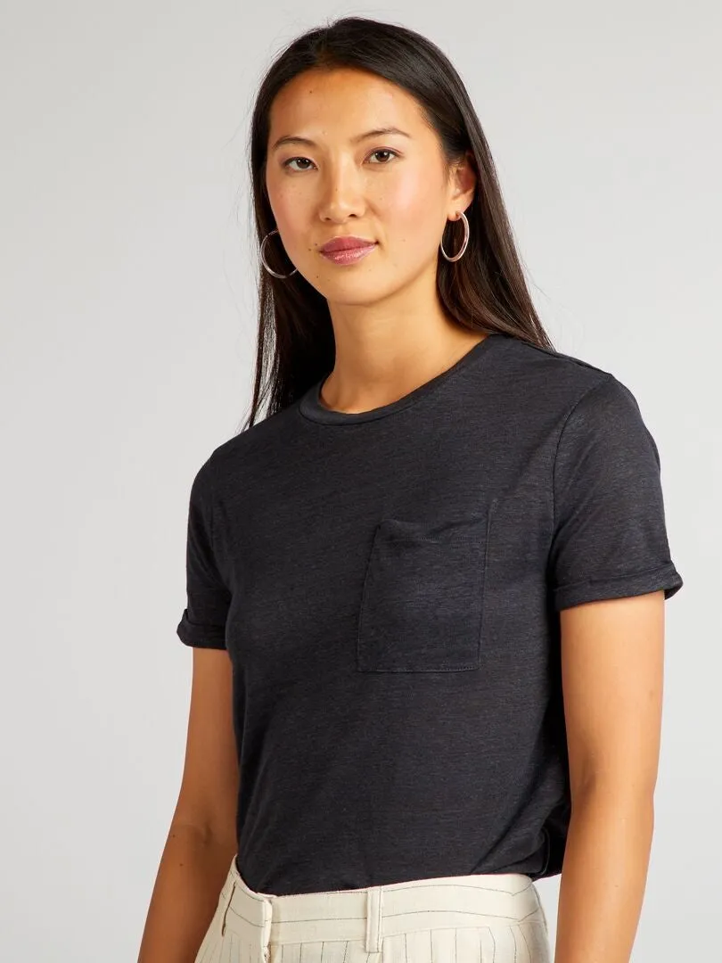 CAMISETA DE LINO  NEGRO