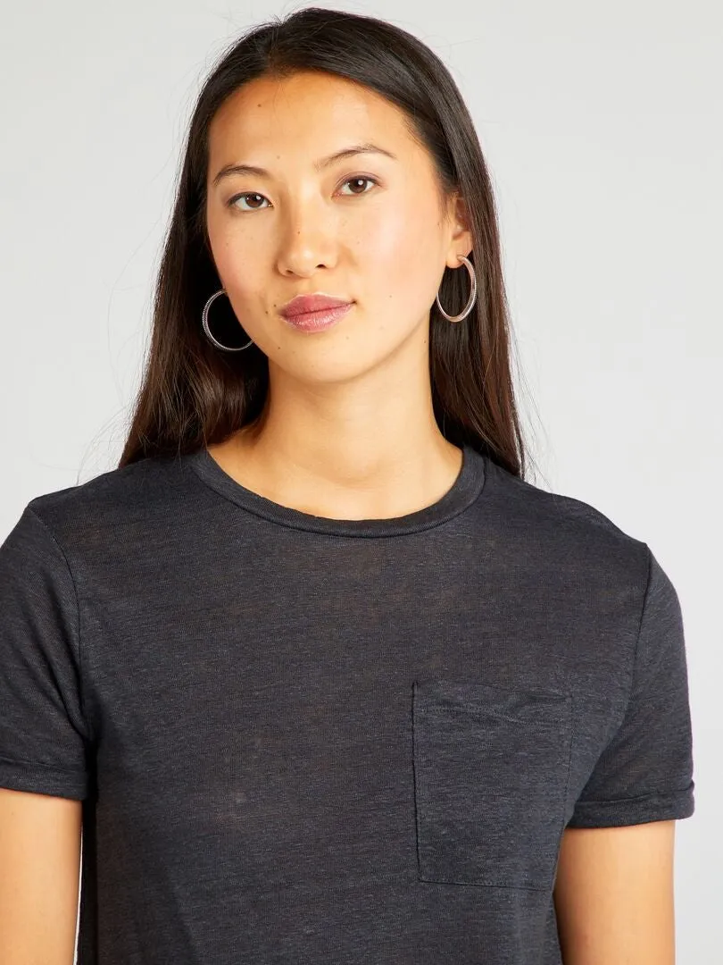 CAMISETA DE LINO  NEGRO