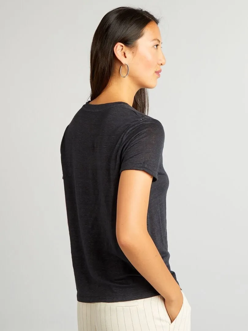 CAMISETA DE LINO  NEGRO