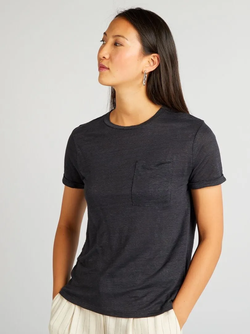 CAMISETA DE LINO  NEGRO