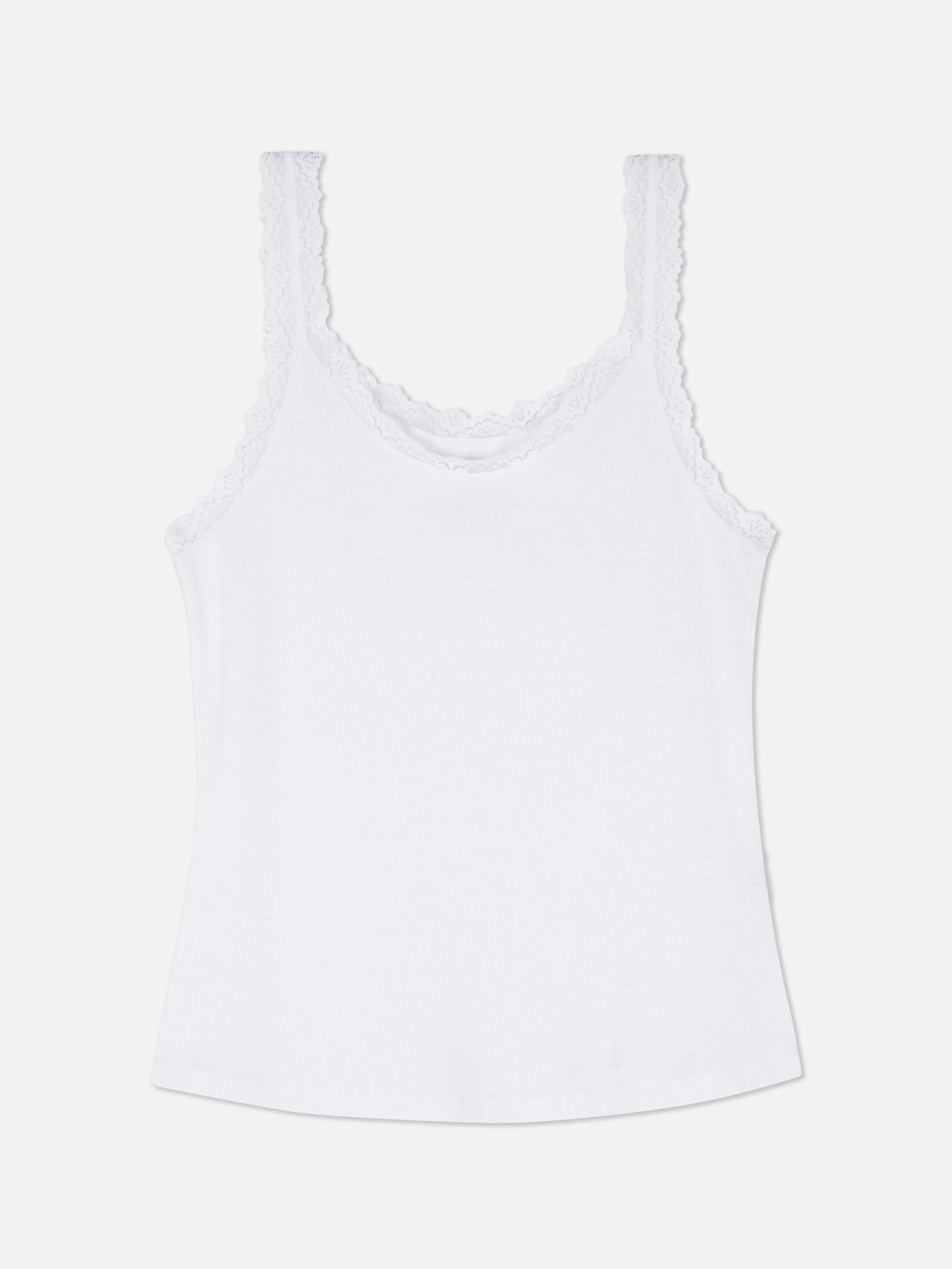 Camiseta de pijama sin mangas con ribetes de encaje