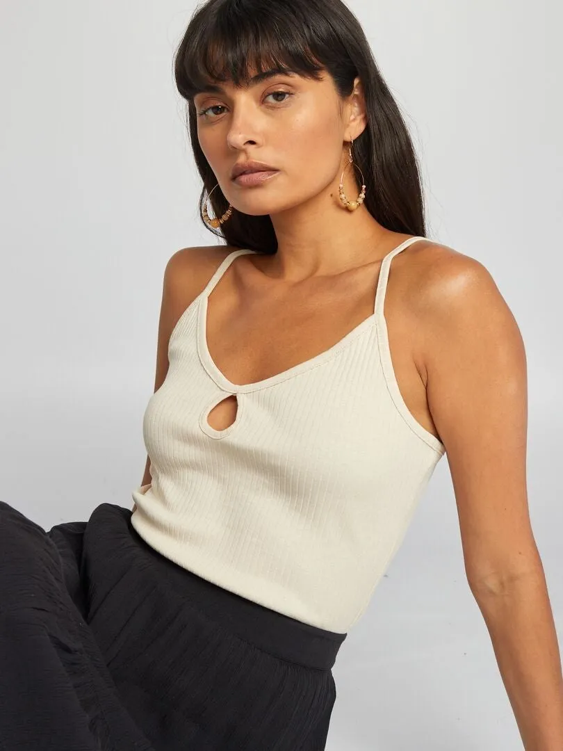 CAMISETA DE TIRANTES FINOS  BEIGE