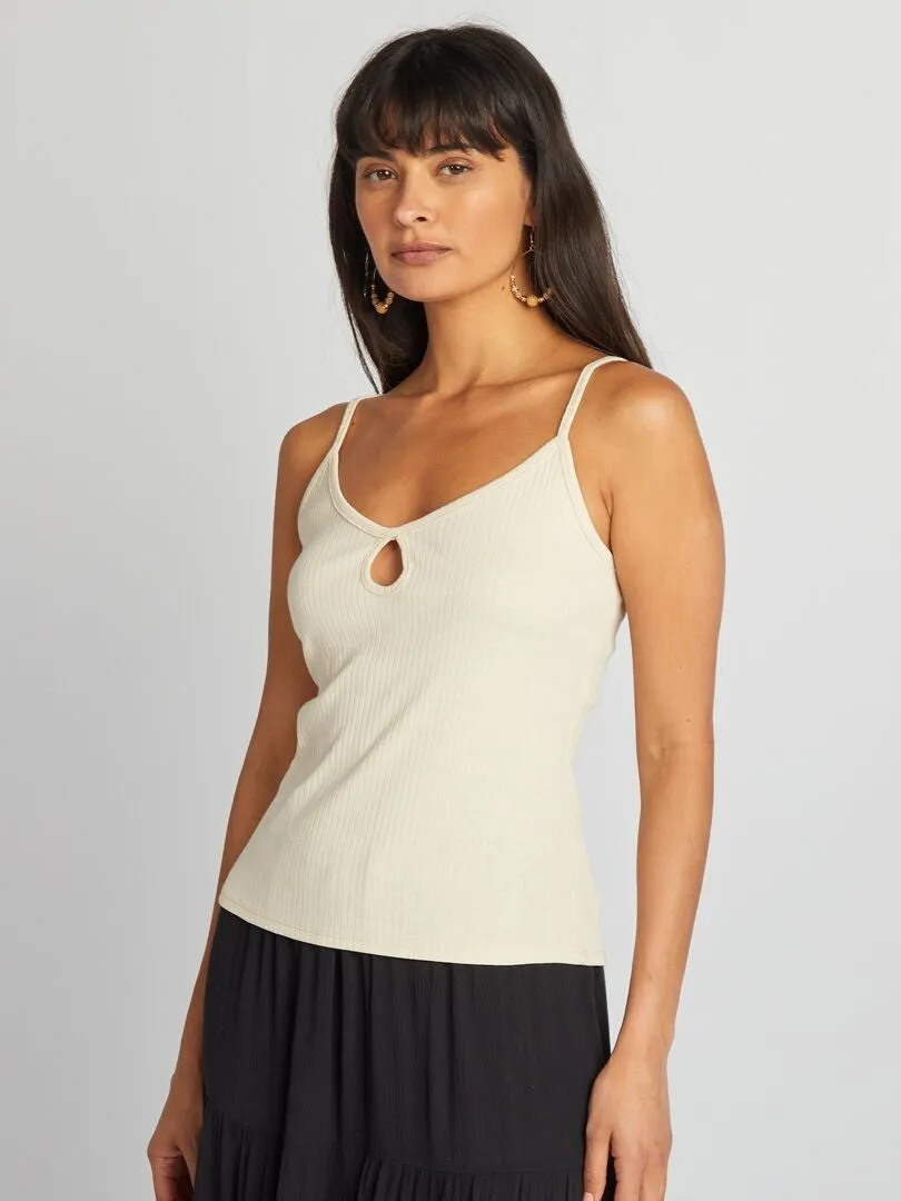 CAMISETA DE TIRANTES FINOS  BEIGE